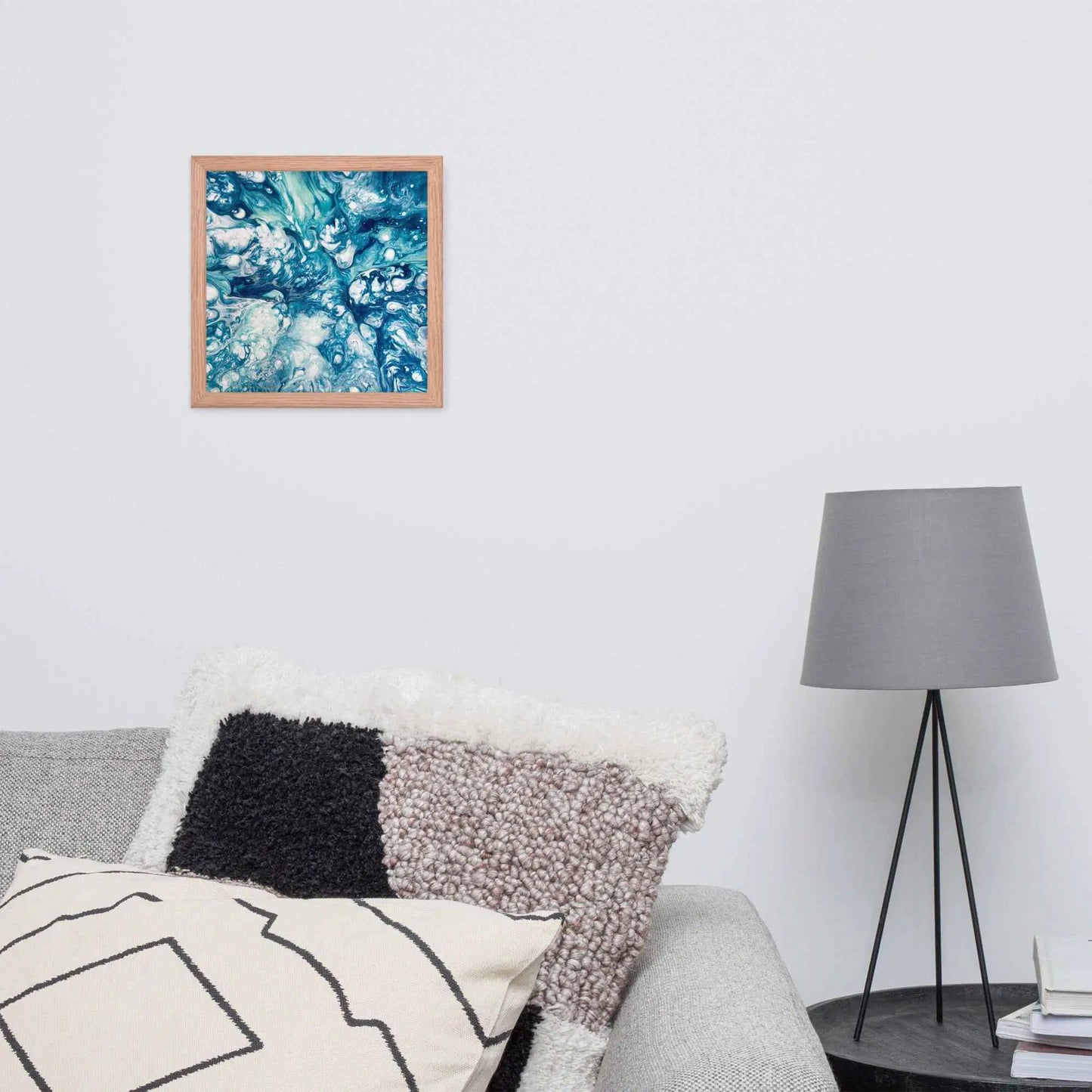 Framed Print - Reef - Blue Fluid Abstract Ocean Foam