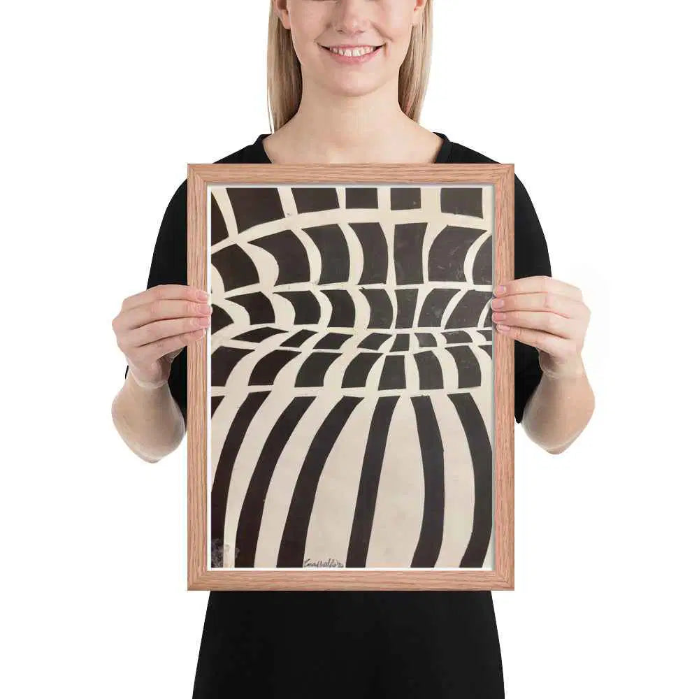 Framed Print - Optical Web - Op Art Black & White Illusion
