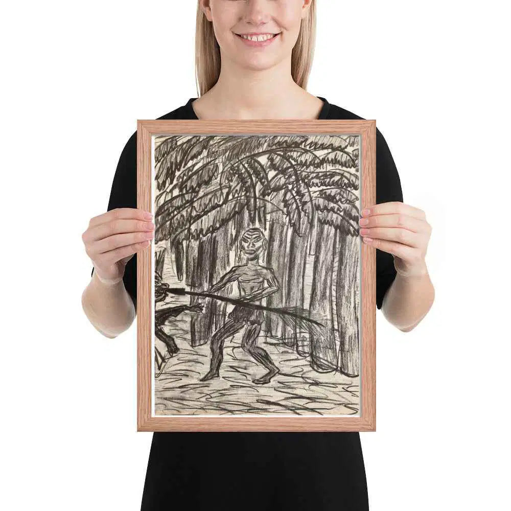 Framed Print - The Scavenger - Figurative Monochrome Warrior