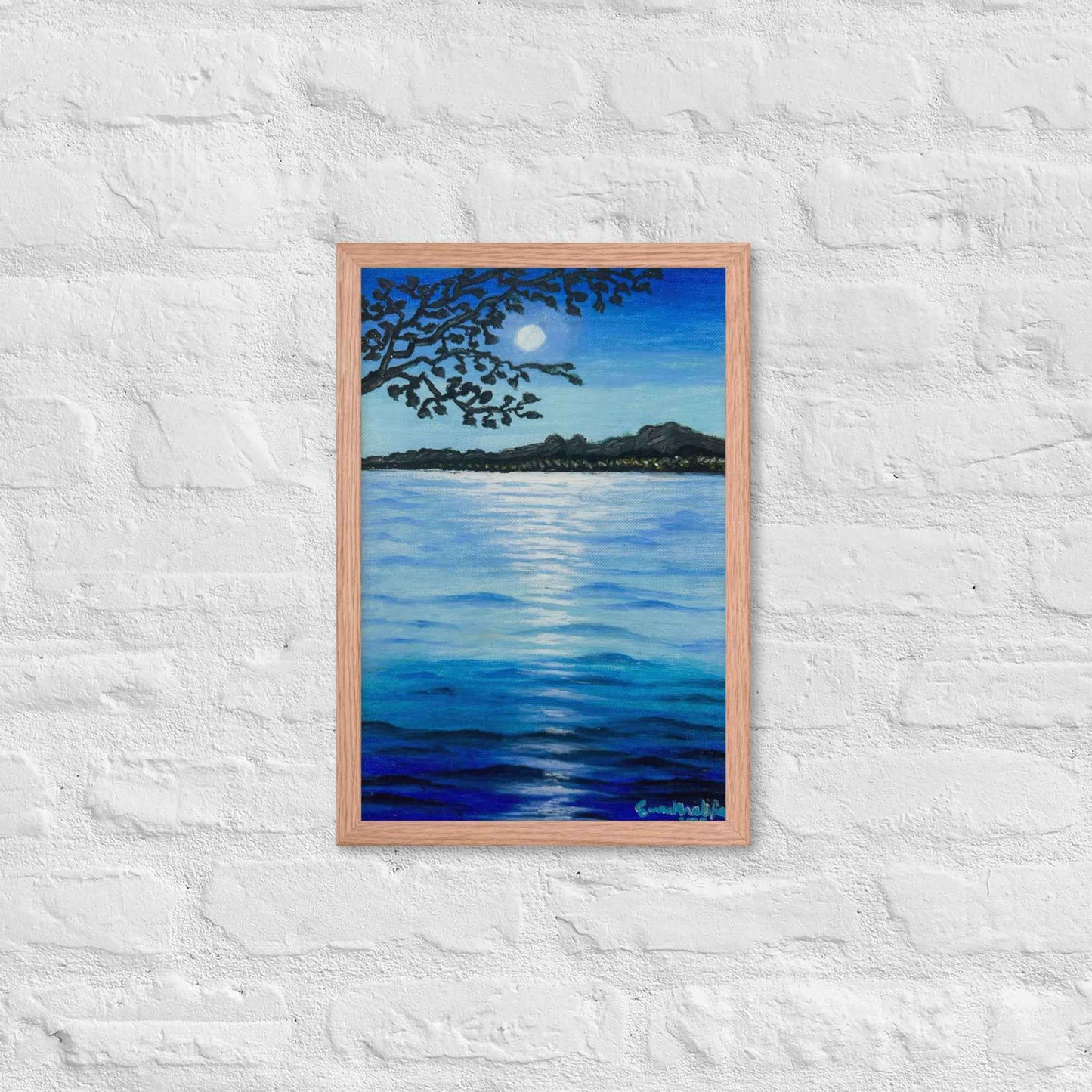Framed Print - Nocturned - Moonlit Sea by Night