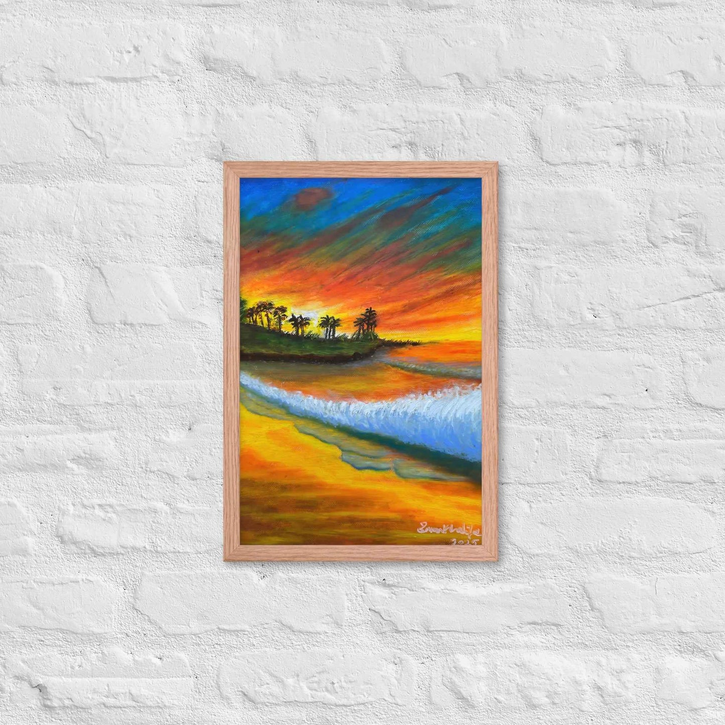 Framed Print - Day Blazed - Tropical Sunset Palm Tree