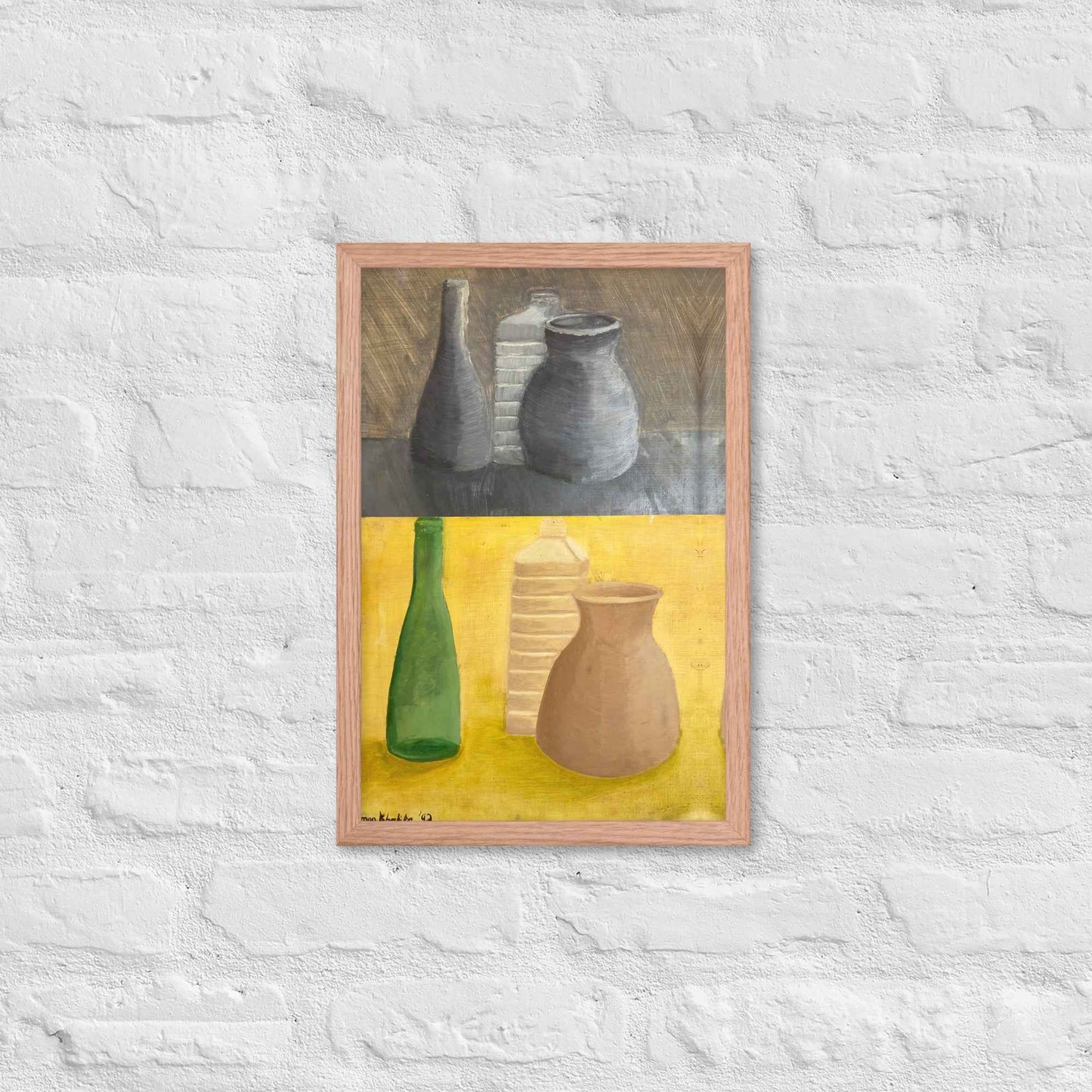 Framed Print - Skins - Dyptich Tonal Still Life Vessels