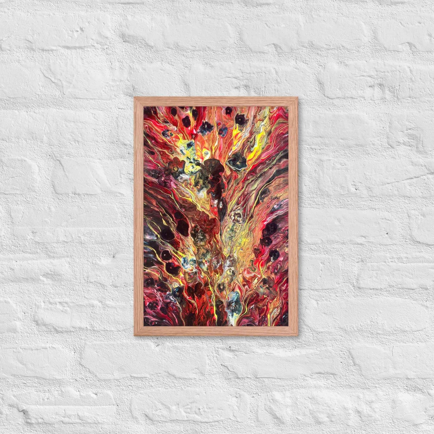 Framed Print - Phoenix - Fluid Abstract Red Gold Fire