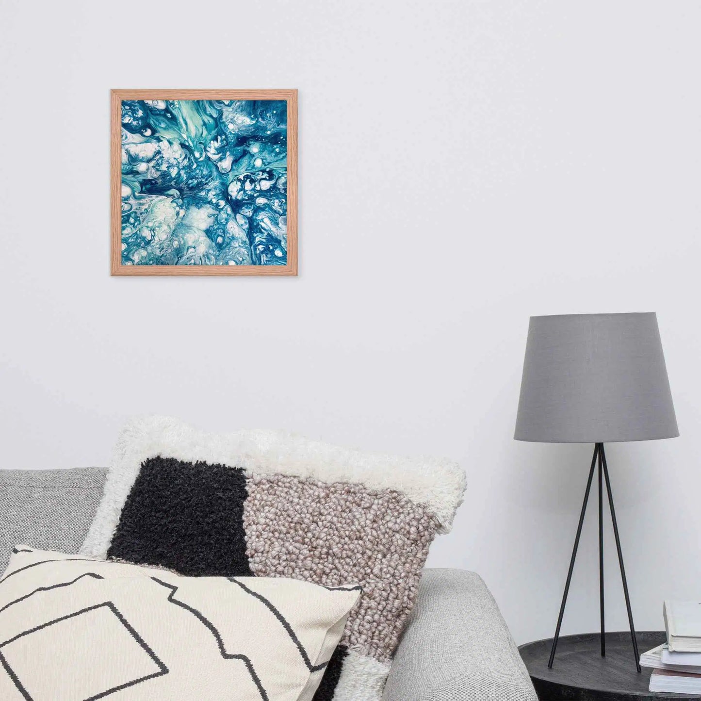 Framed Print - Reef - Blue Fluid Abstract Ocean Foam