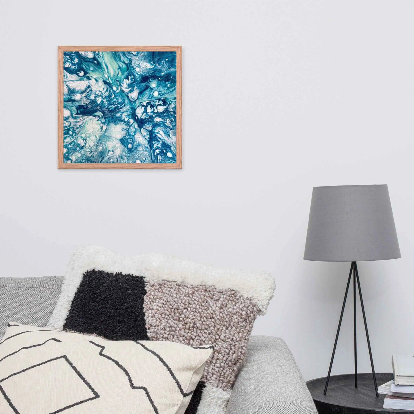 Framed Print - Reef - Blue Fluid Abstract Ocean Foam