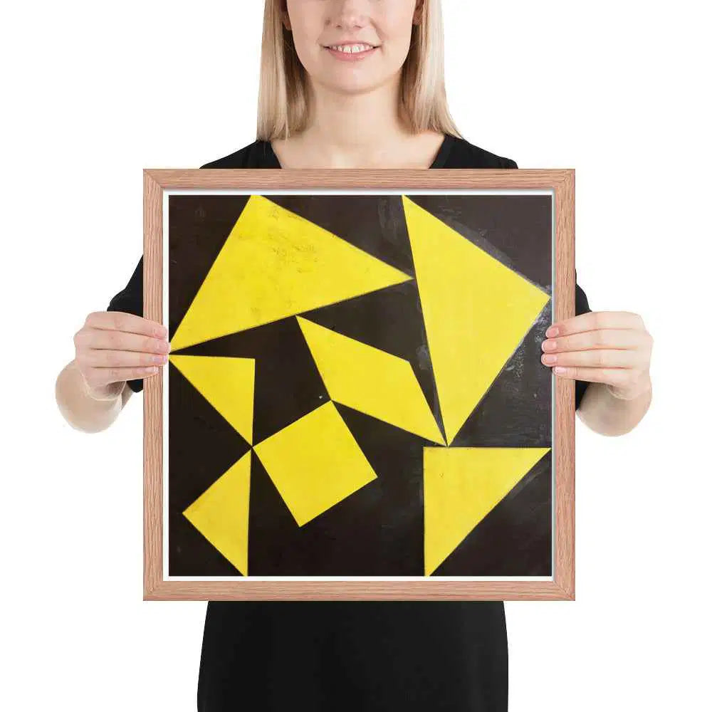 Framed Print - Golden Fracture - Geometric Minimalist