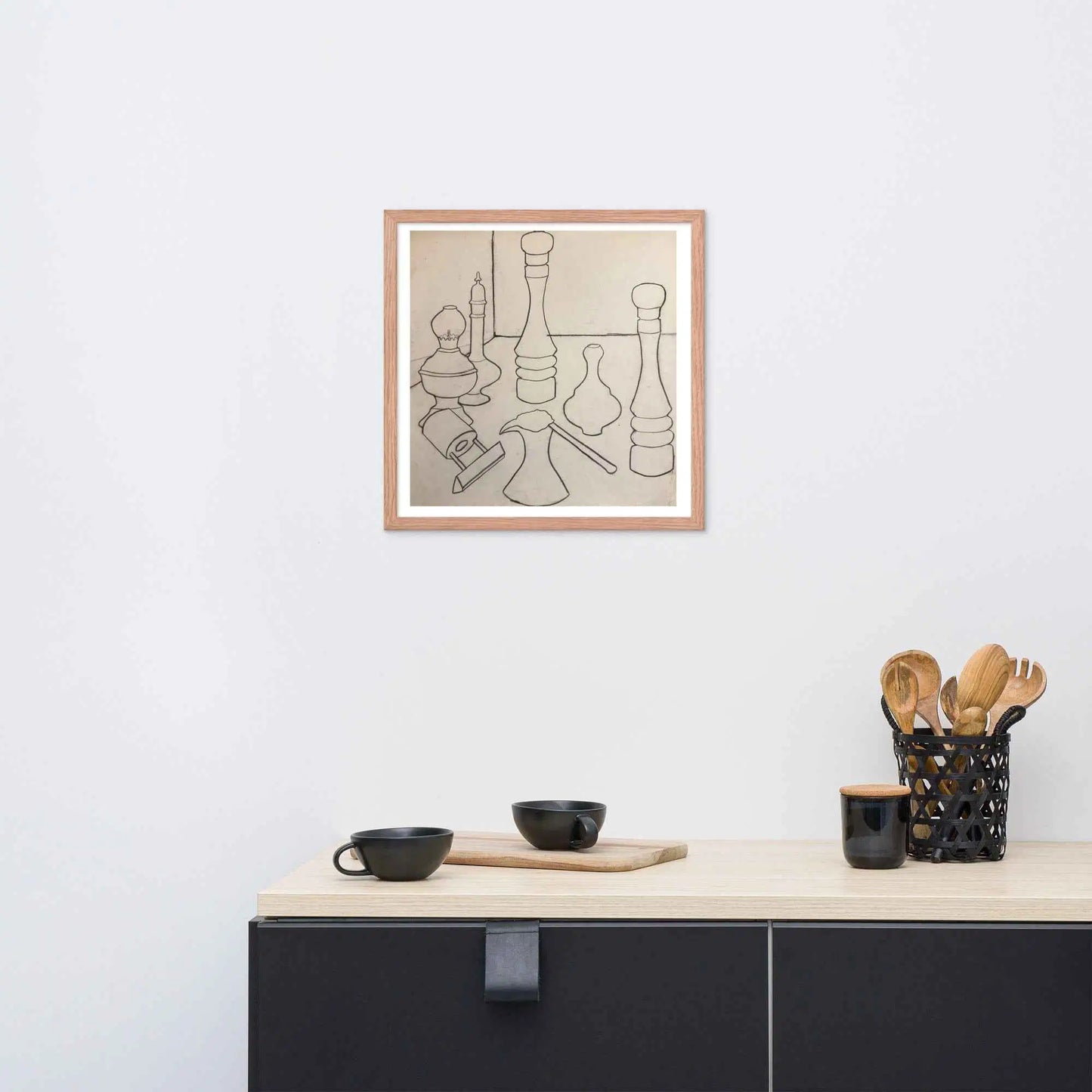 Framed Print - Contours of Orient - Monochrome Outline