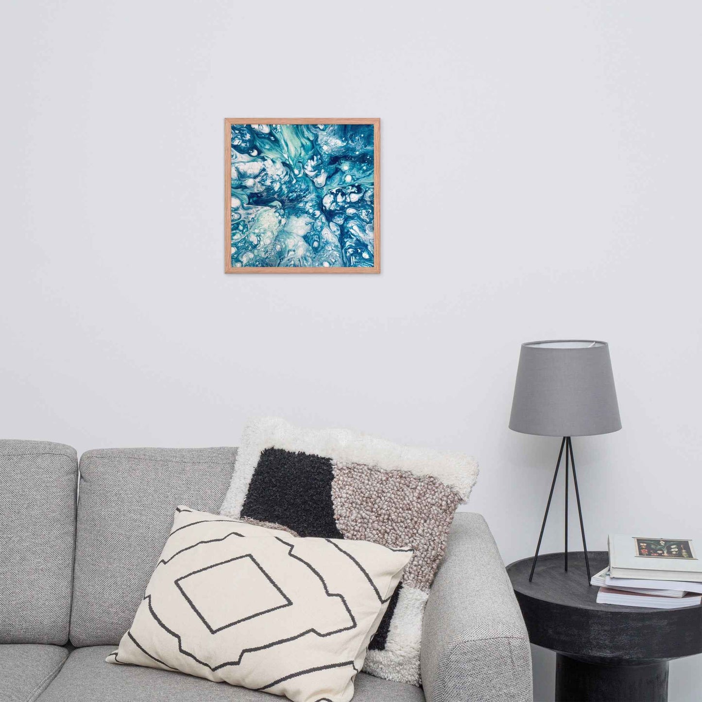 Framed Print - Reef - Blue Fluid Abstract Ocean Foam