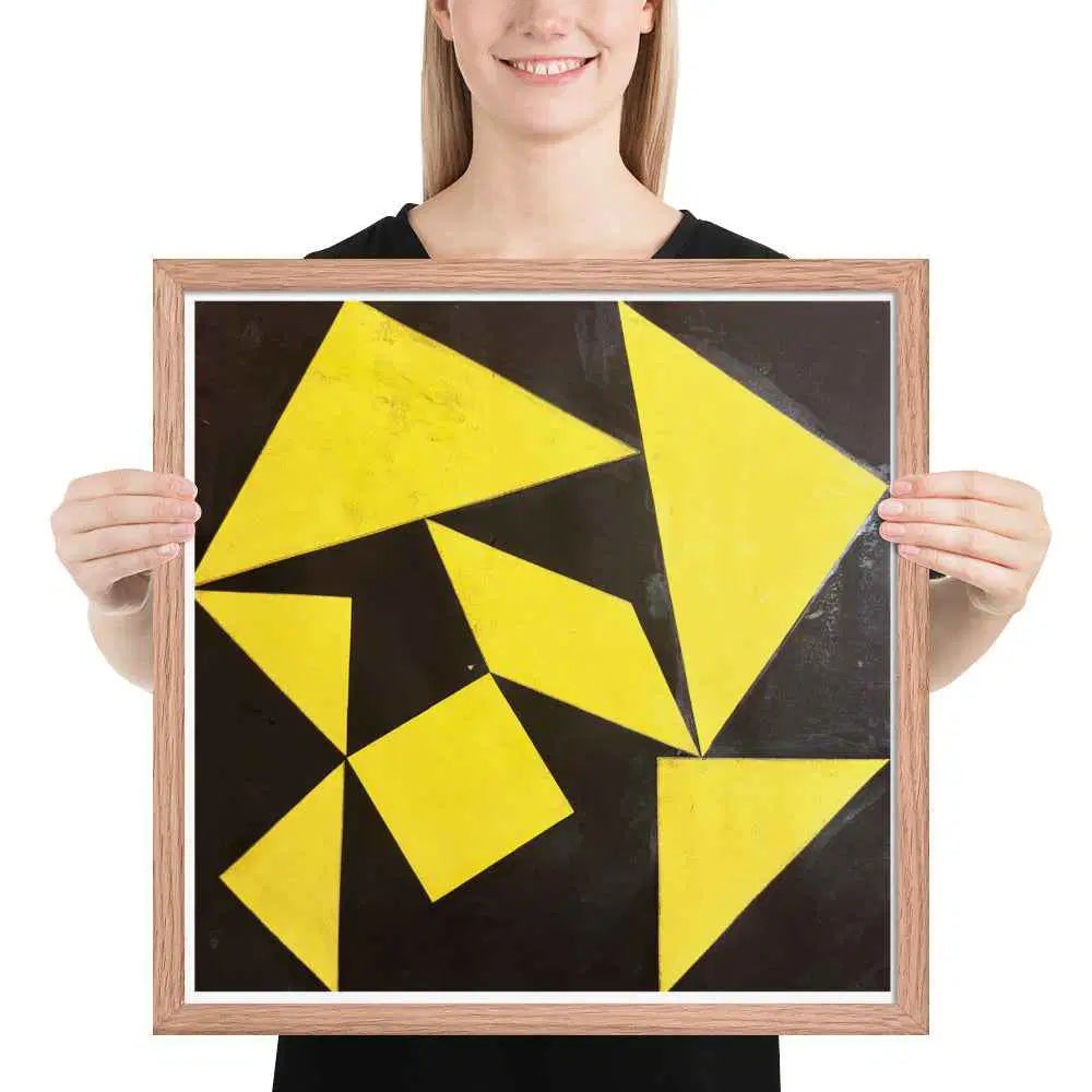 Framed Print - Golden Fracture - Geometric Minimalist
