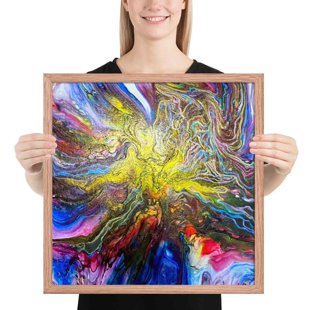 Framed Print - In The Beginning - Cosmic Gold Explosion