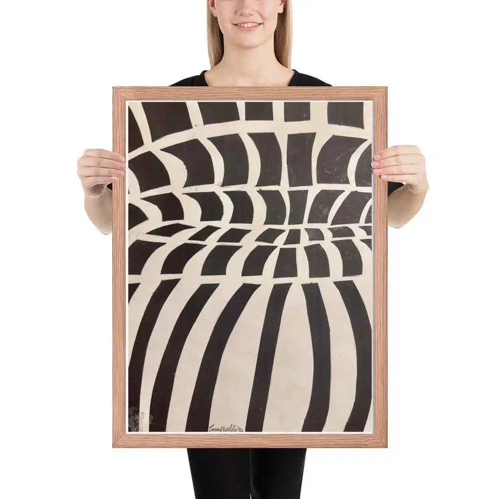 Framed Print - Optical Web - Op Art Black & White Illusion