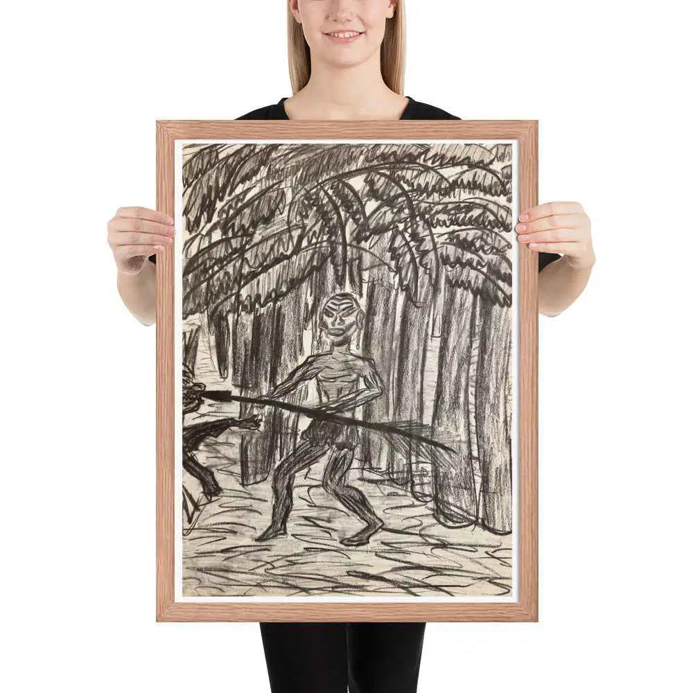 Framed Print - The Scavenger - Figurative Monochrome Warrior