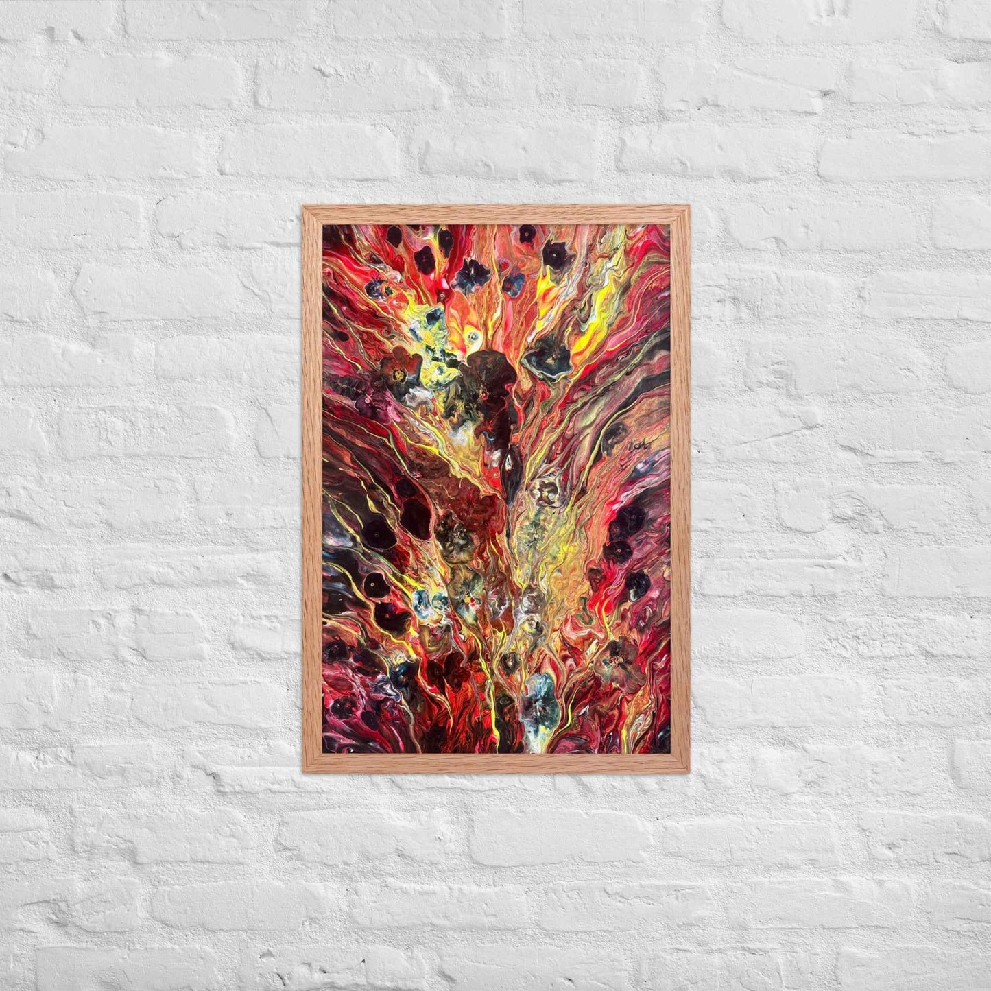 Framed Print - Phoenix - Fluid Abstract Red Gold Fire