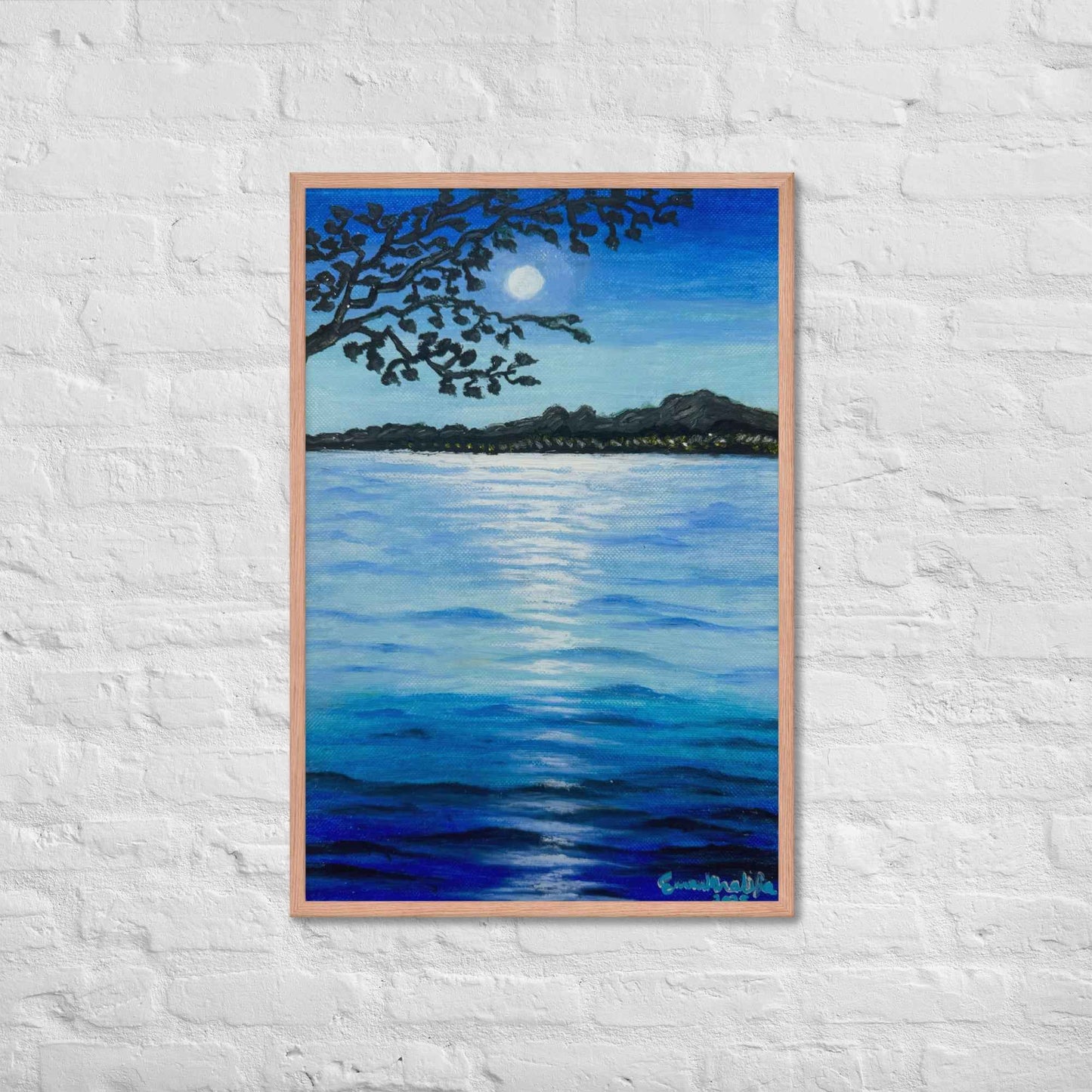 Framed Print - Nocturned - Moonlit Sea by Night