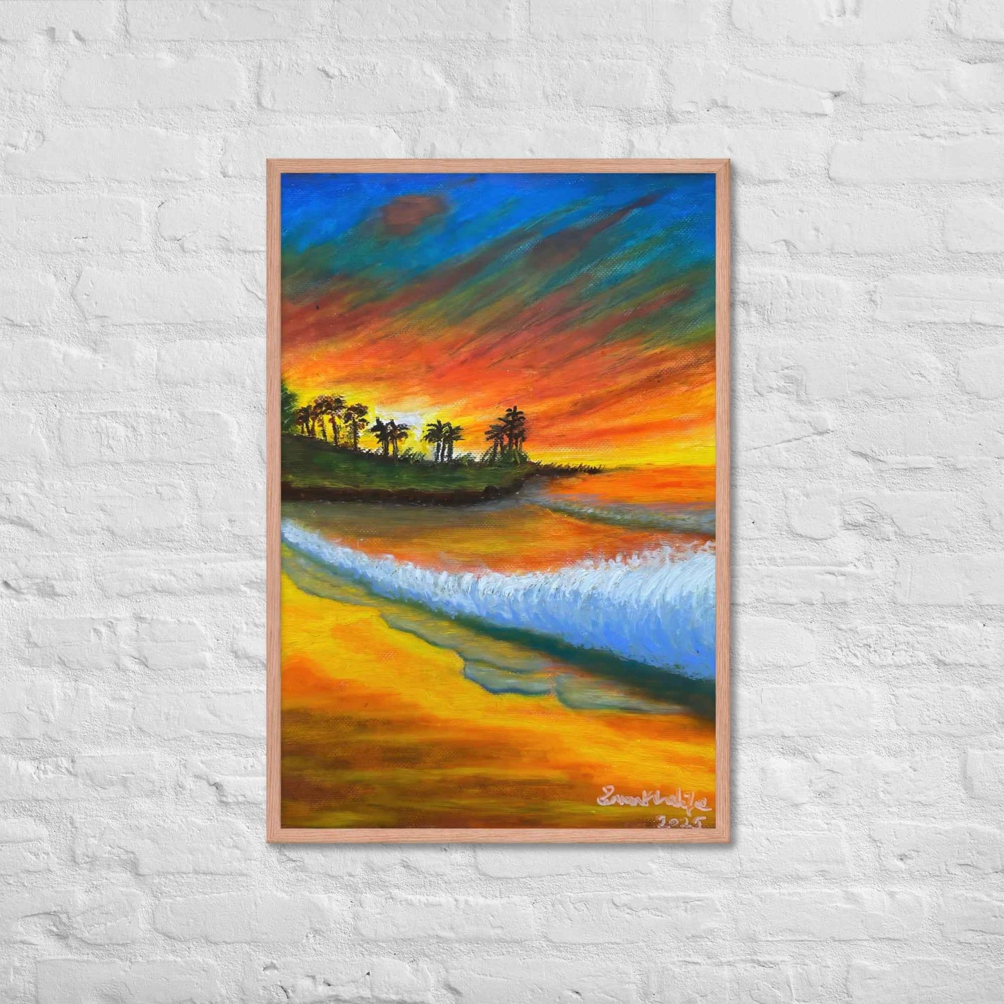 Framed Print - Day Blazed - Tropical Sunset Palm Tree