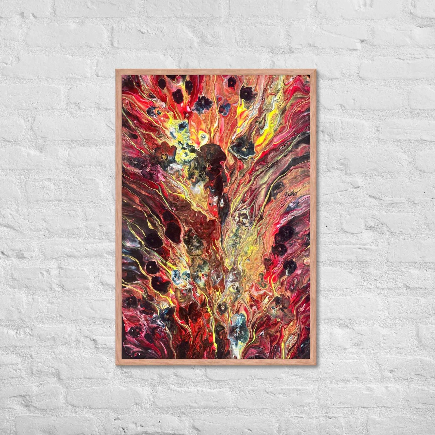 Framed Print - Phoenix - Fluid Abstract Red Gold Fire