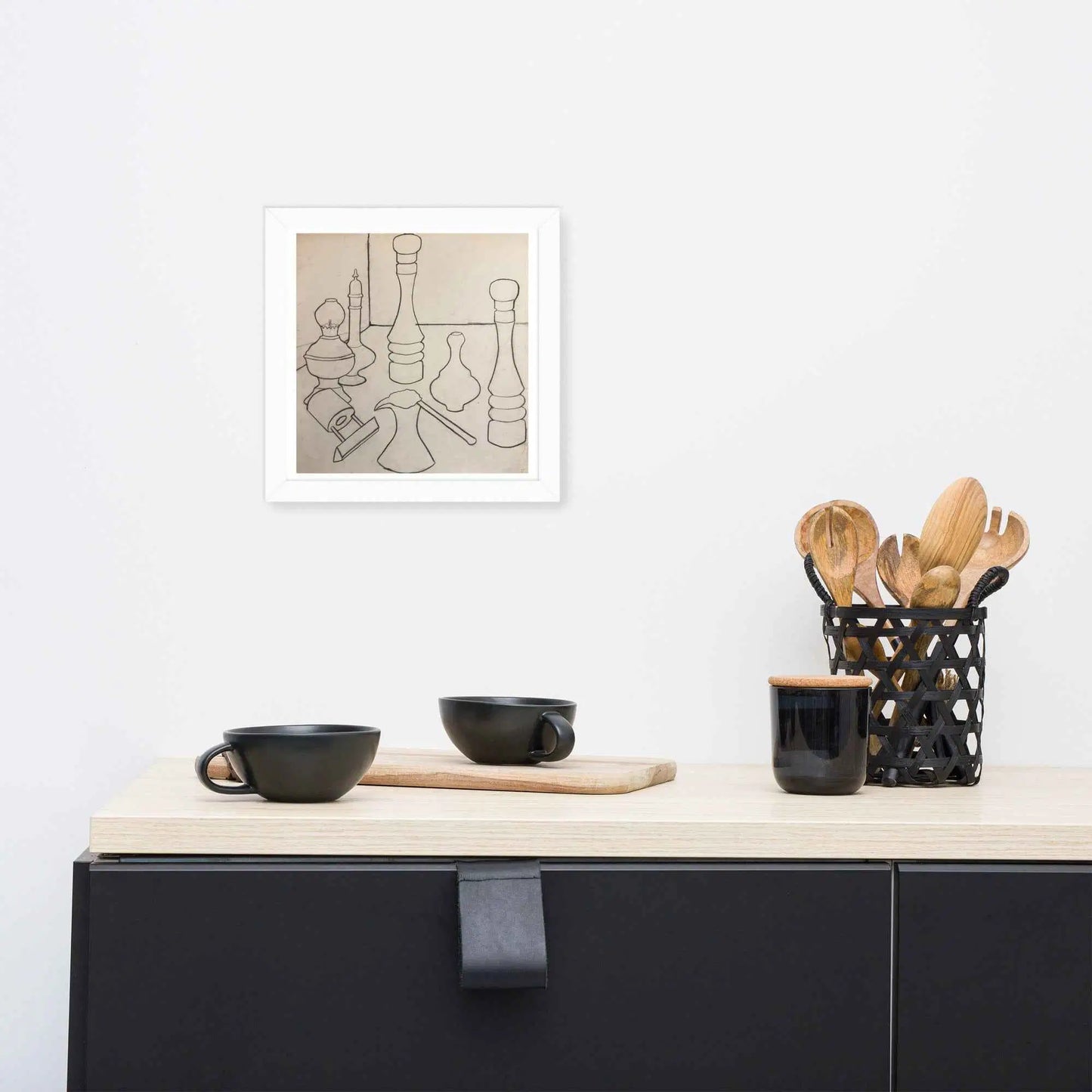 Framed Print - Contours of Orient - Monochrome Outline