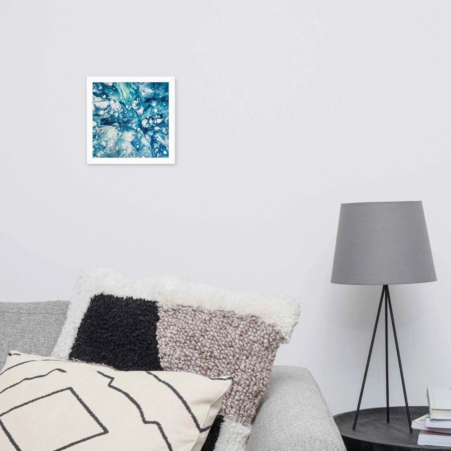 Framed Print - Reef - Blue Fluid Abstract Ocean Foam