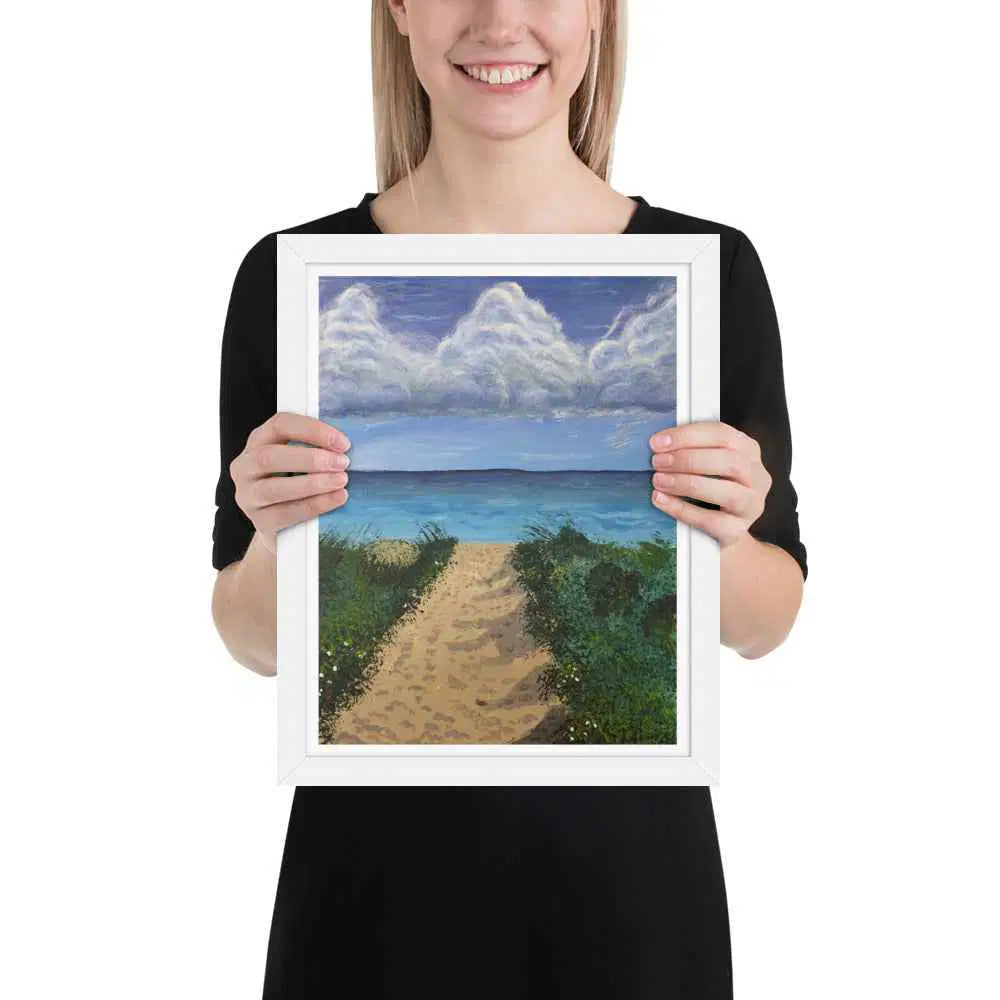Framed Print - Edge of Calm - Coastal Pathway Seascape - Eman's Gallery