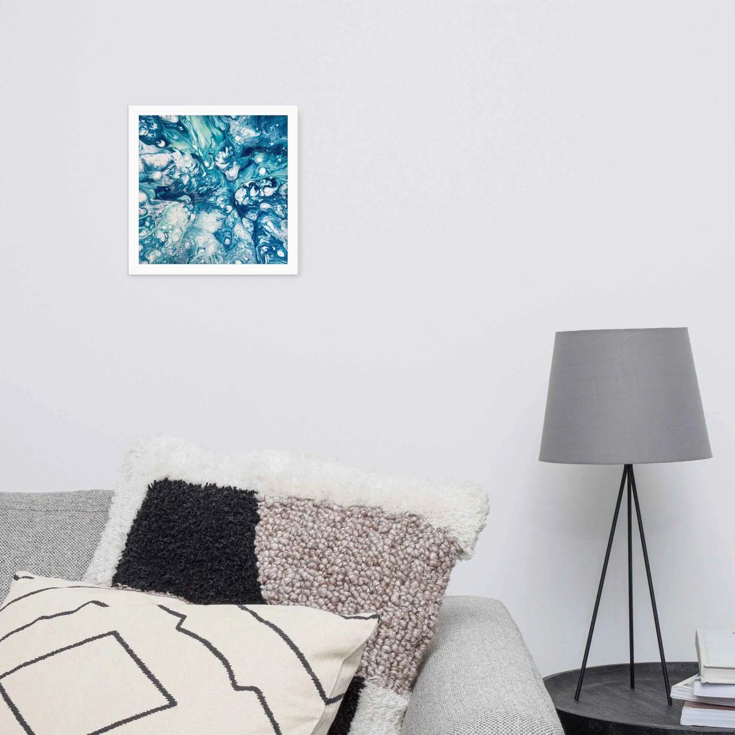 Framed Print - Reef - Blue Fluid Abstract Ocean Foam