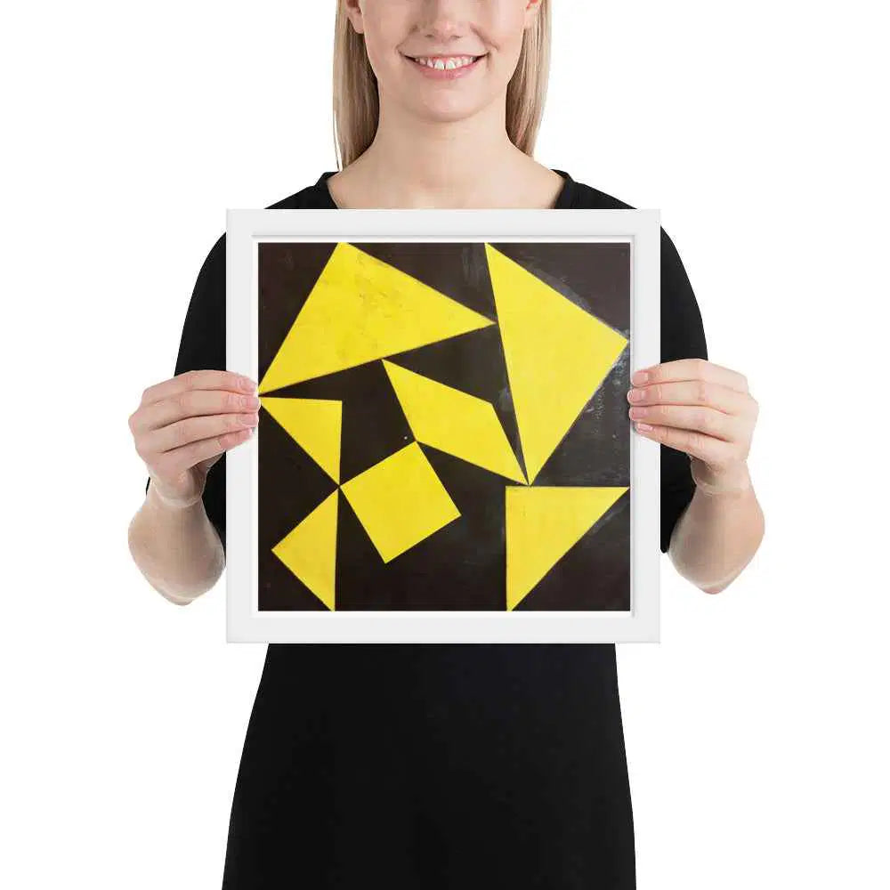 Framed Print - Golden Fracture - Geometric Minimalist