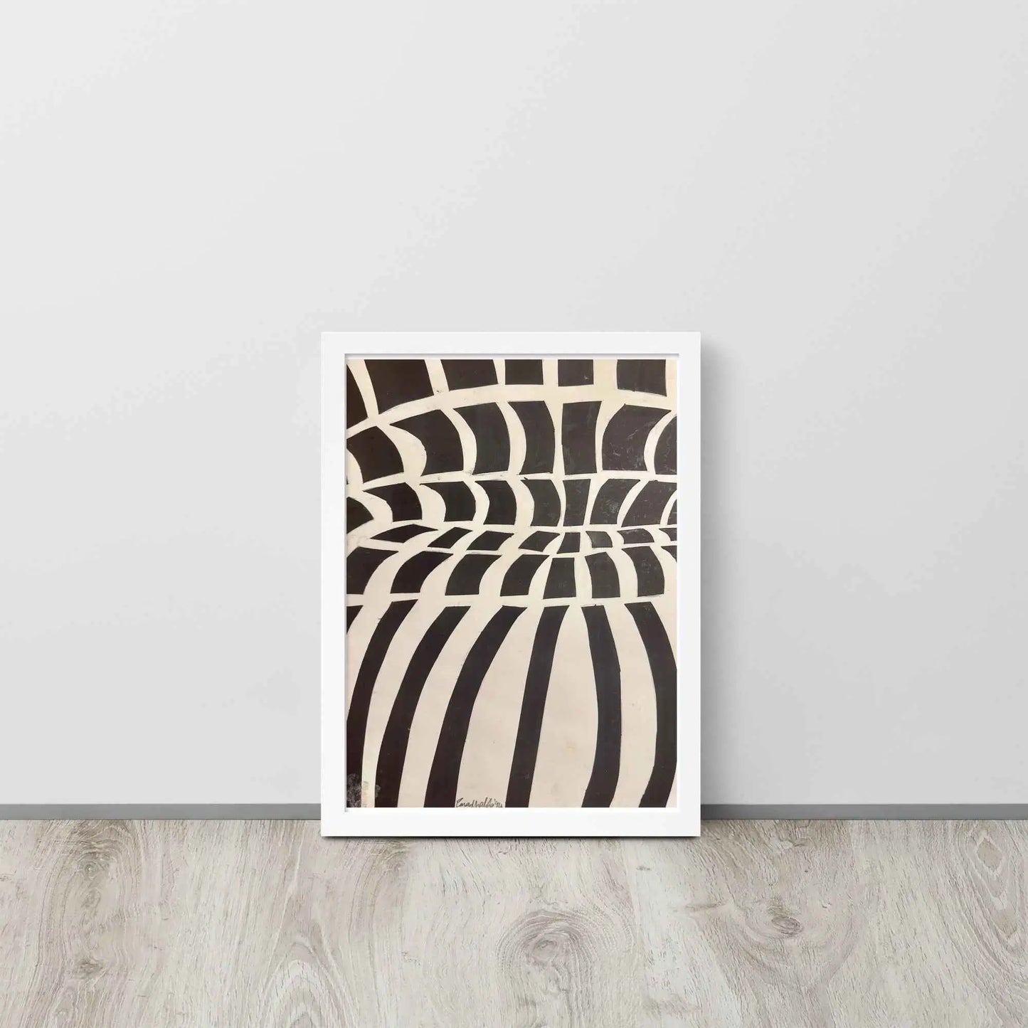 Framed Print - Optical Web - Op Art Black & White Illusion