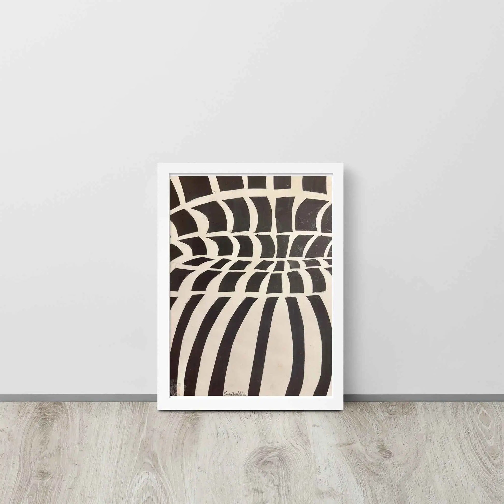 Framed Print - Optical Web - Op Art Black & White Illusion