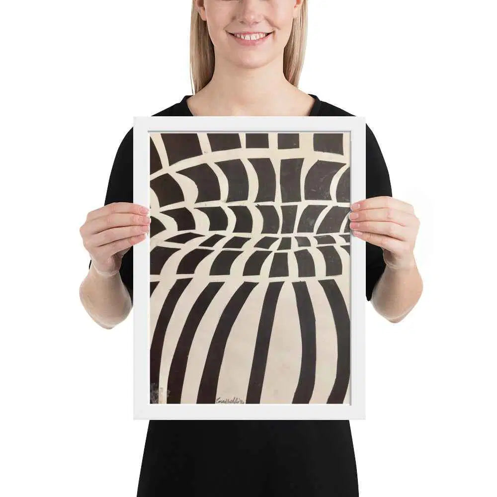 Framed Print - Optical Web - Op Art Black & White Illusion