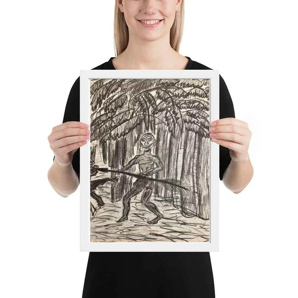 Framed Print - The Scavenger - Figurative Monochrome Warrior