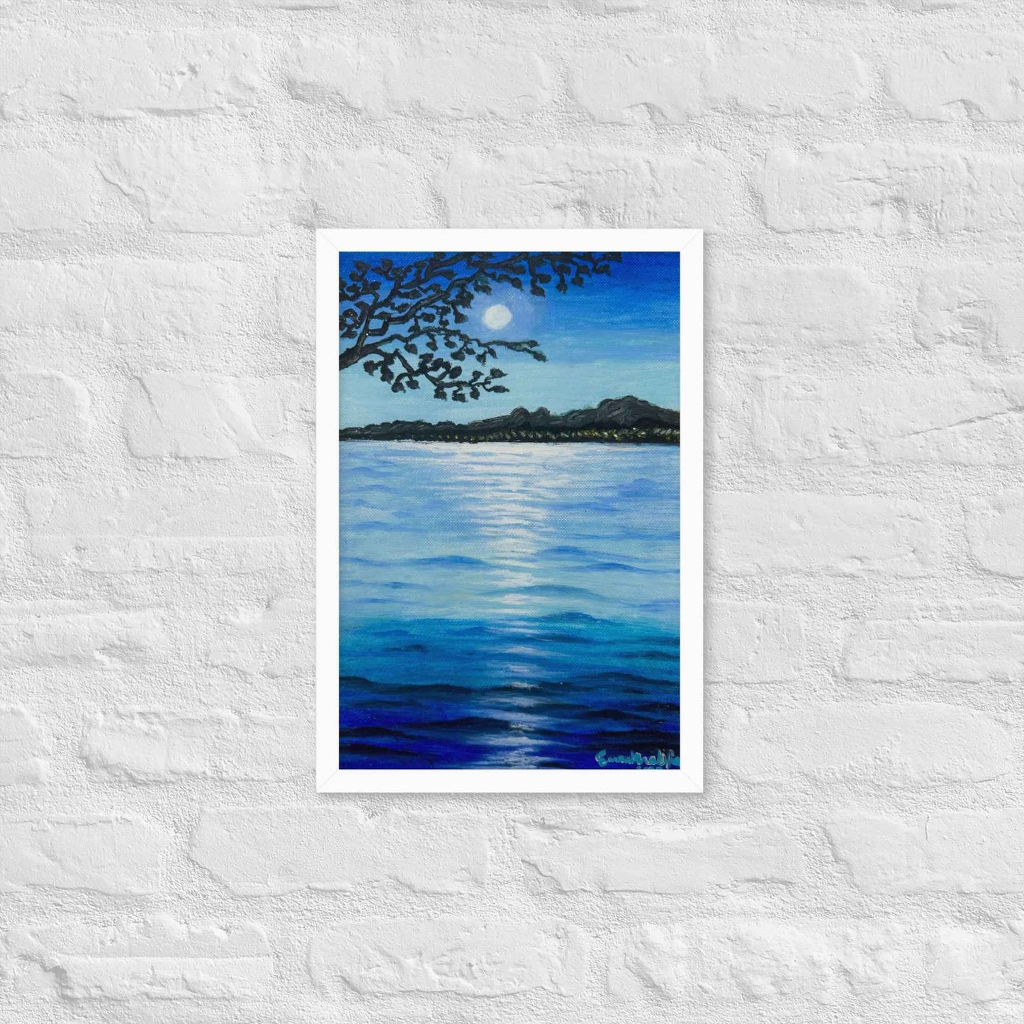Framed Print - Nocturned - Moonlit Sea by Night