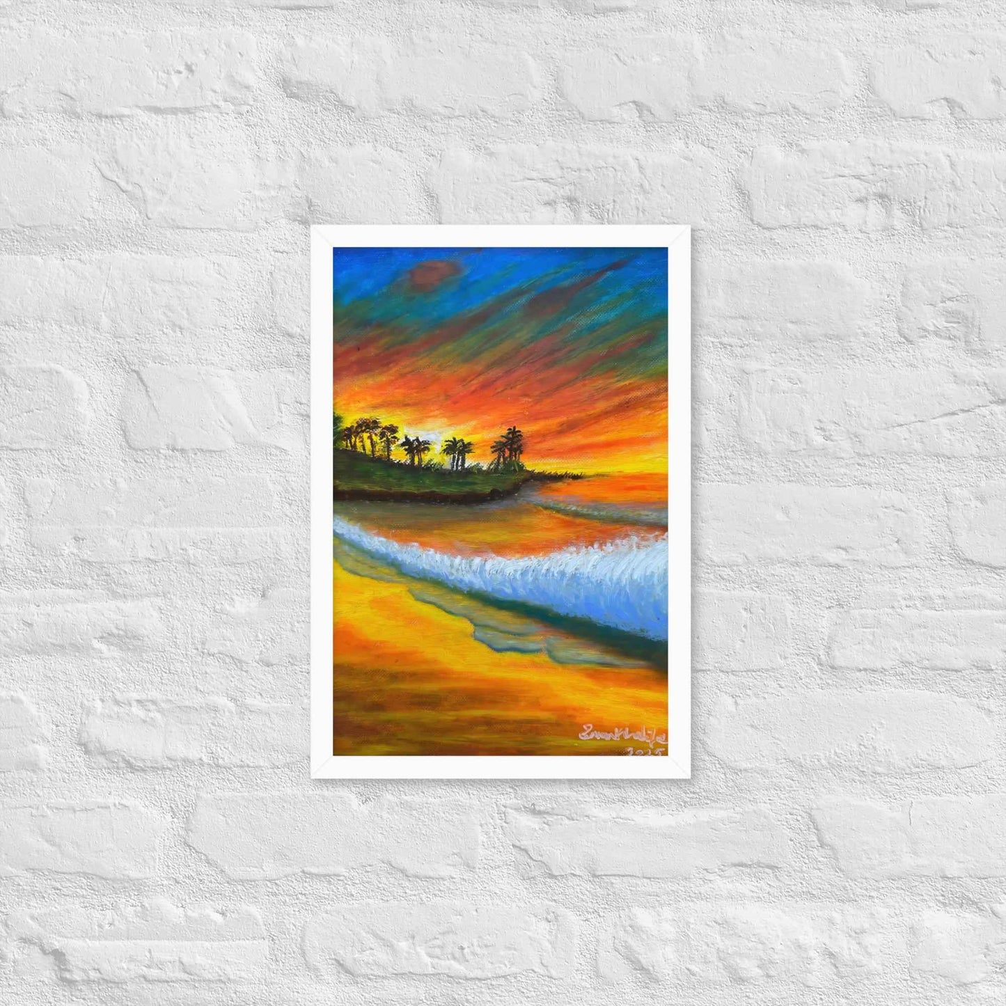 Framed Print - Day Blazed - Tropical Sunset Palm Tree