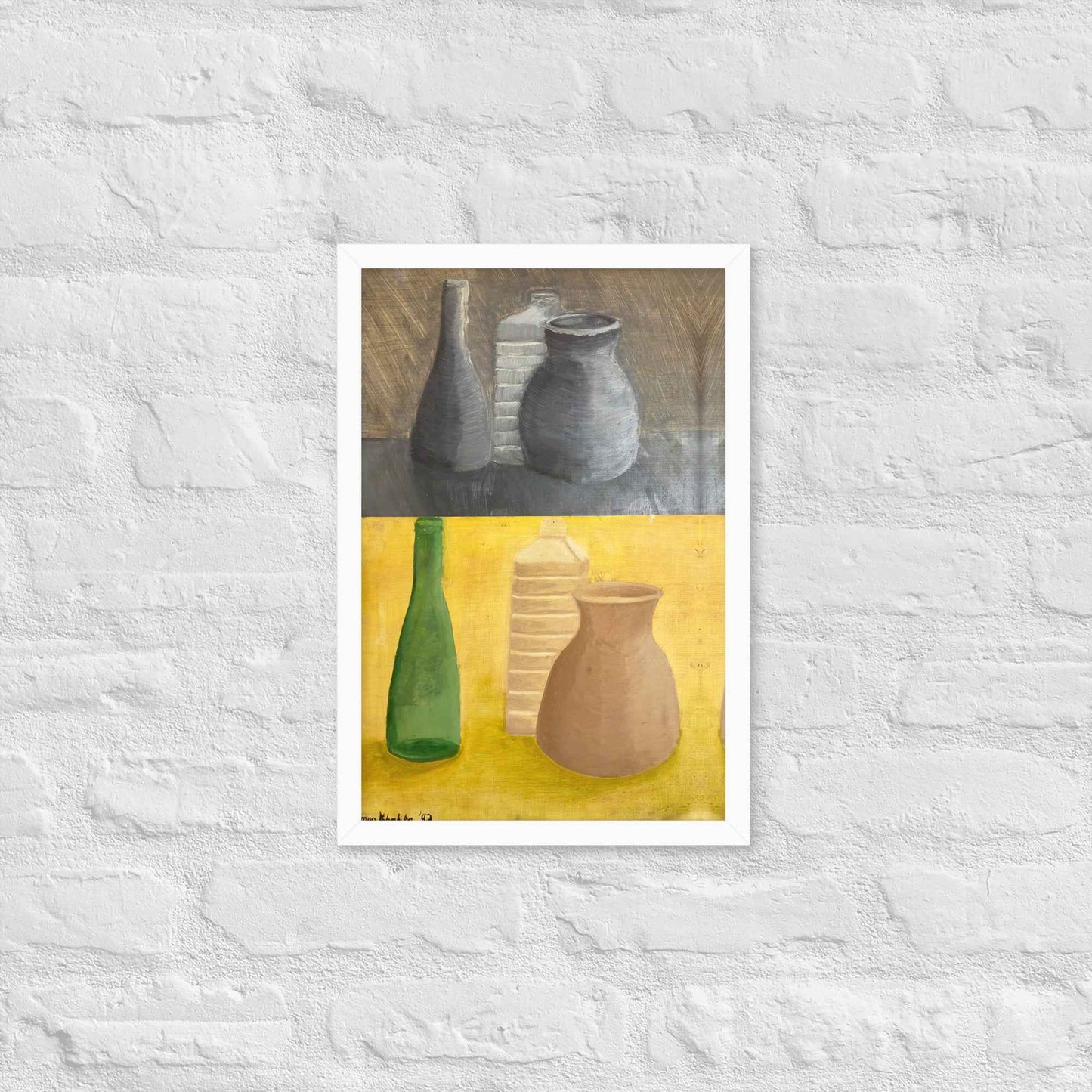 Framed Print - Skins - Dyptich Tonal Still Life Vessels