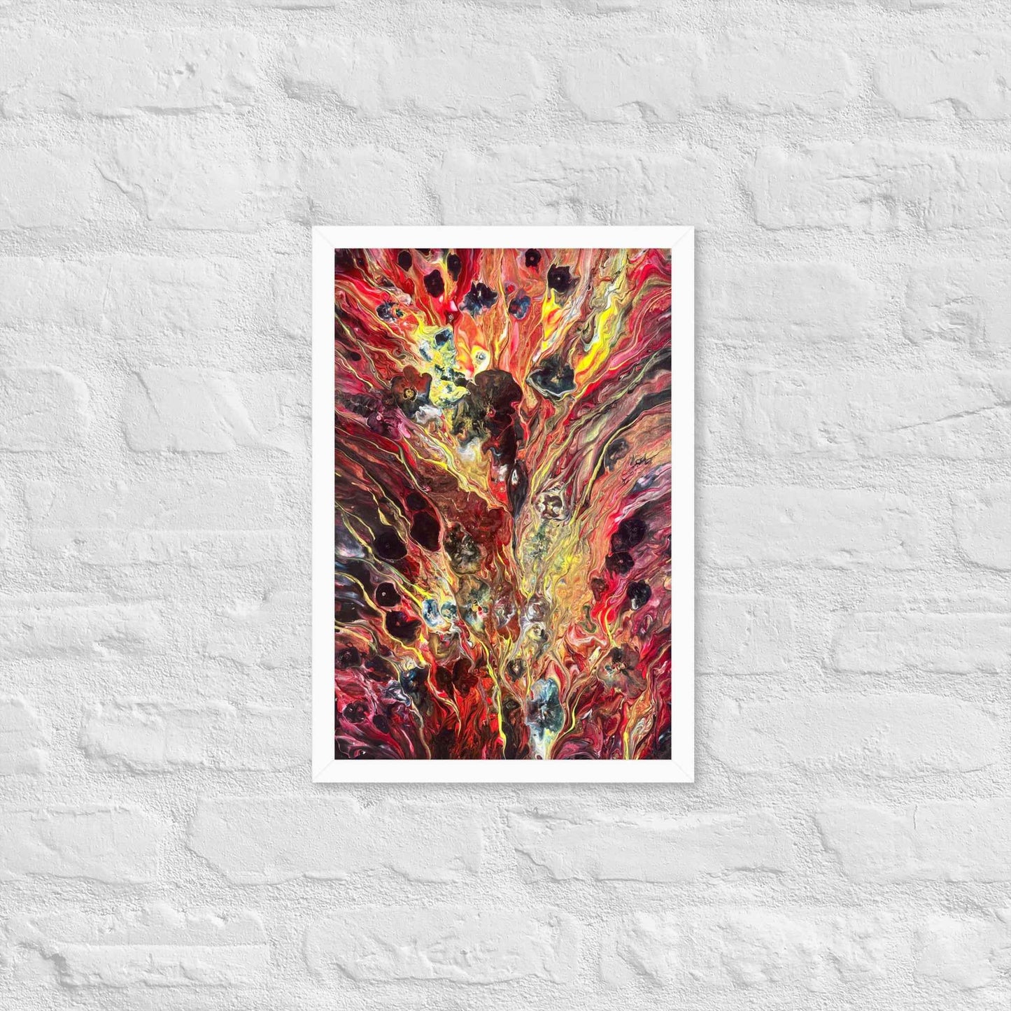 Framed Print - Phoenix - Fluid Abstract Red Gold Fire