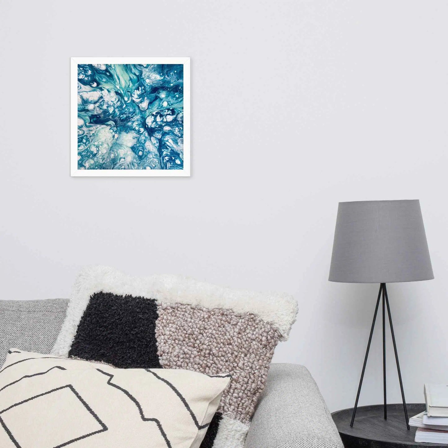 Framed Print - Reef - Blue Fluid Abstract Ocean Foam