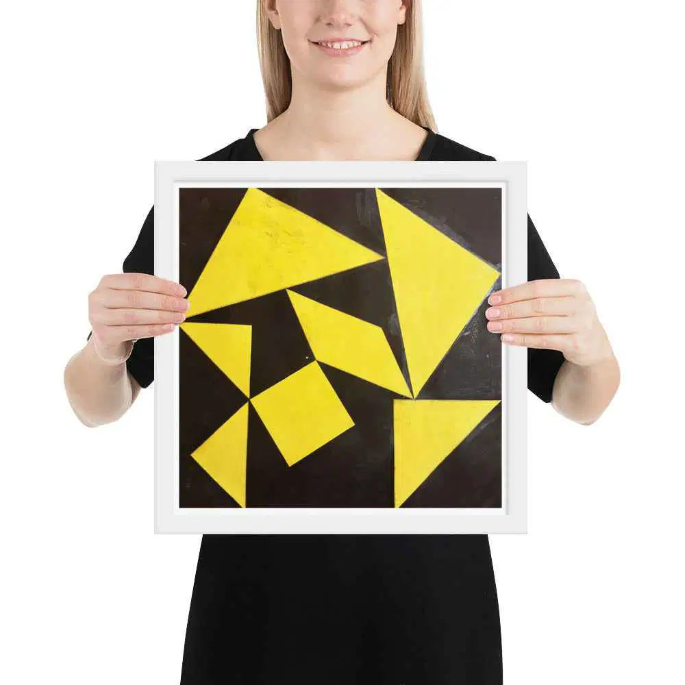 Framed Print - Golden Fracture - Geometric Minimalist