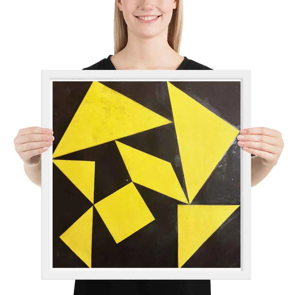 Framed Print - Golden Fracture - Geometric Minimalist