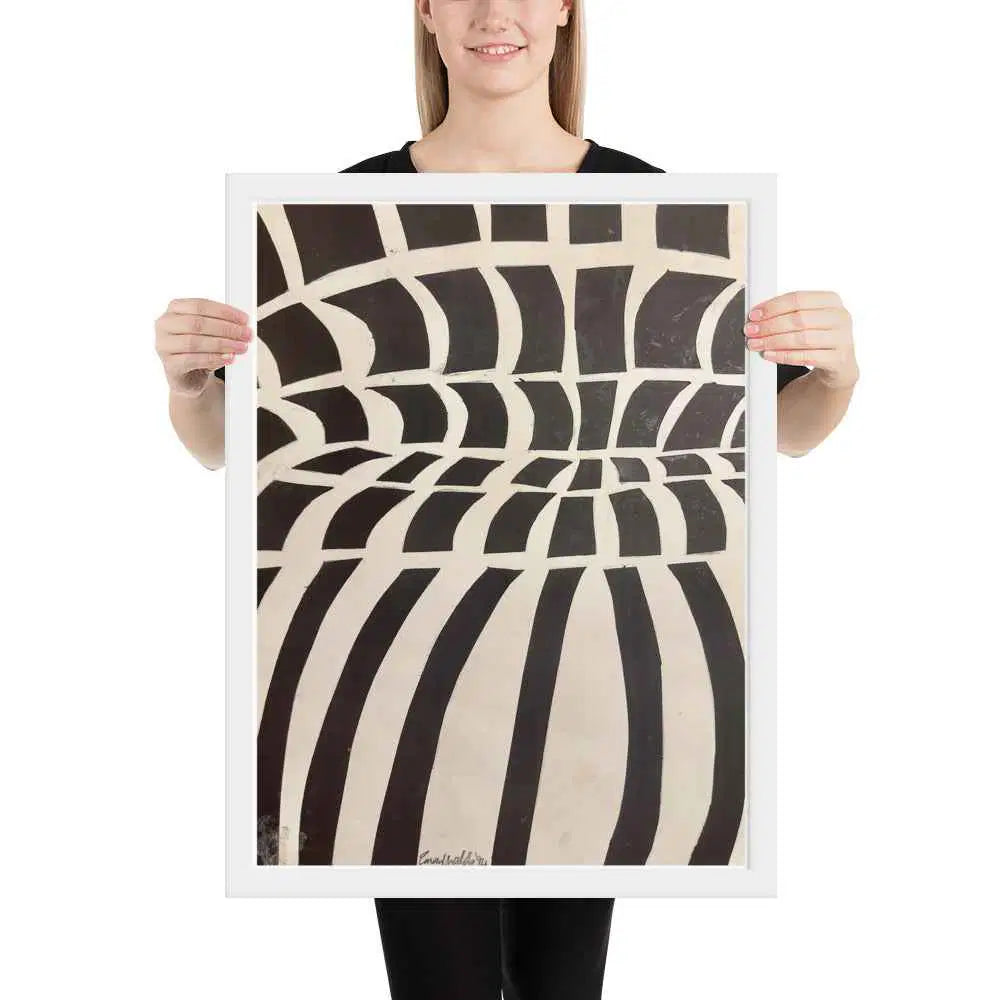 Framed Print - Optical Web - Op Art Black & White Illusion