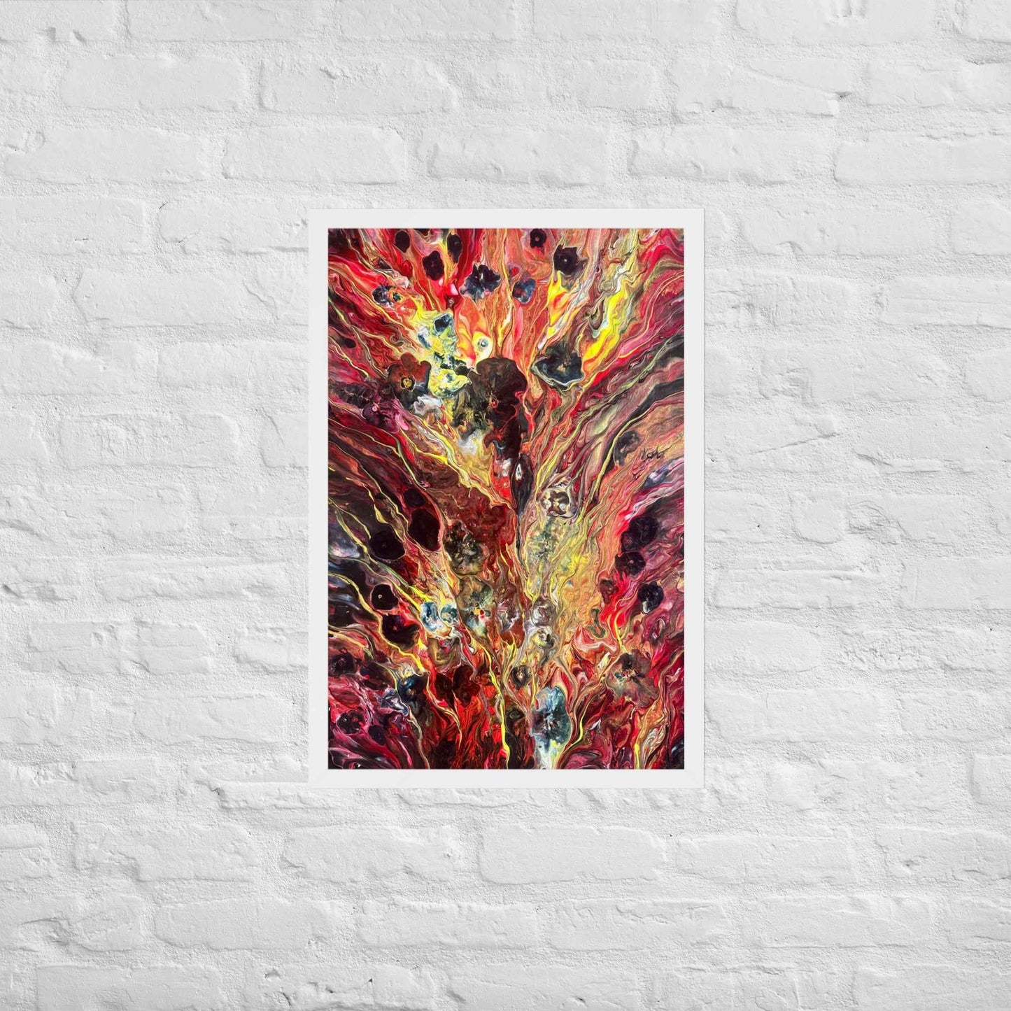 Framed Print - Phoenix - Fluid Abstract Red Gold Fire