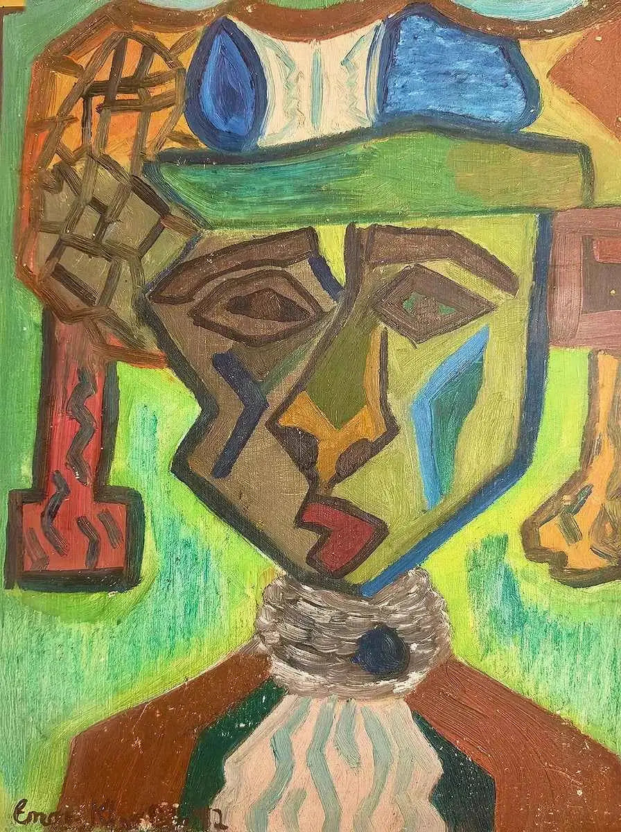 Original Oil Painting - Fragmented Soul - Cubist Portrait - Eman's Gallery
