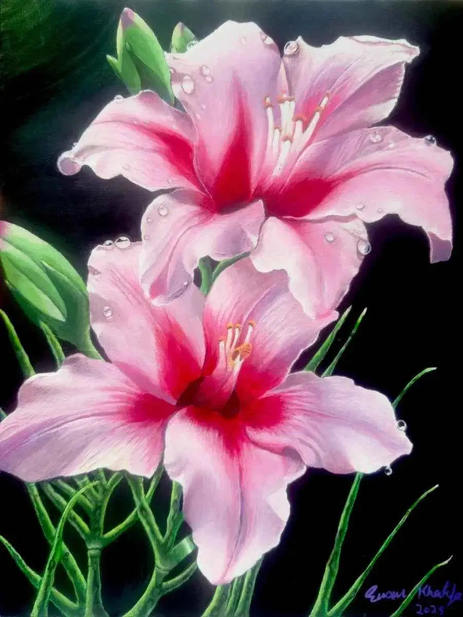 Original Painting - Desire - Pink Lily Floral Realism