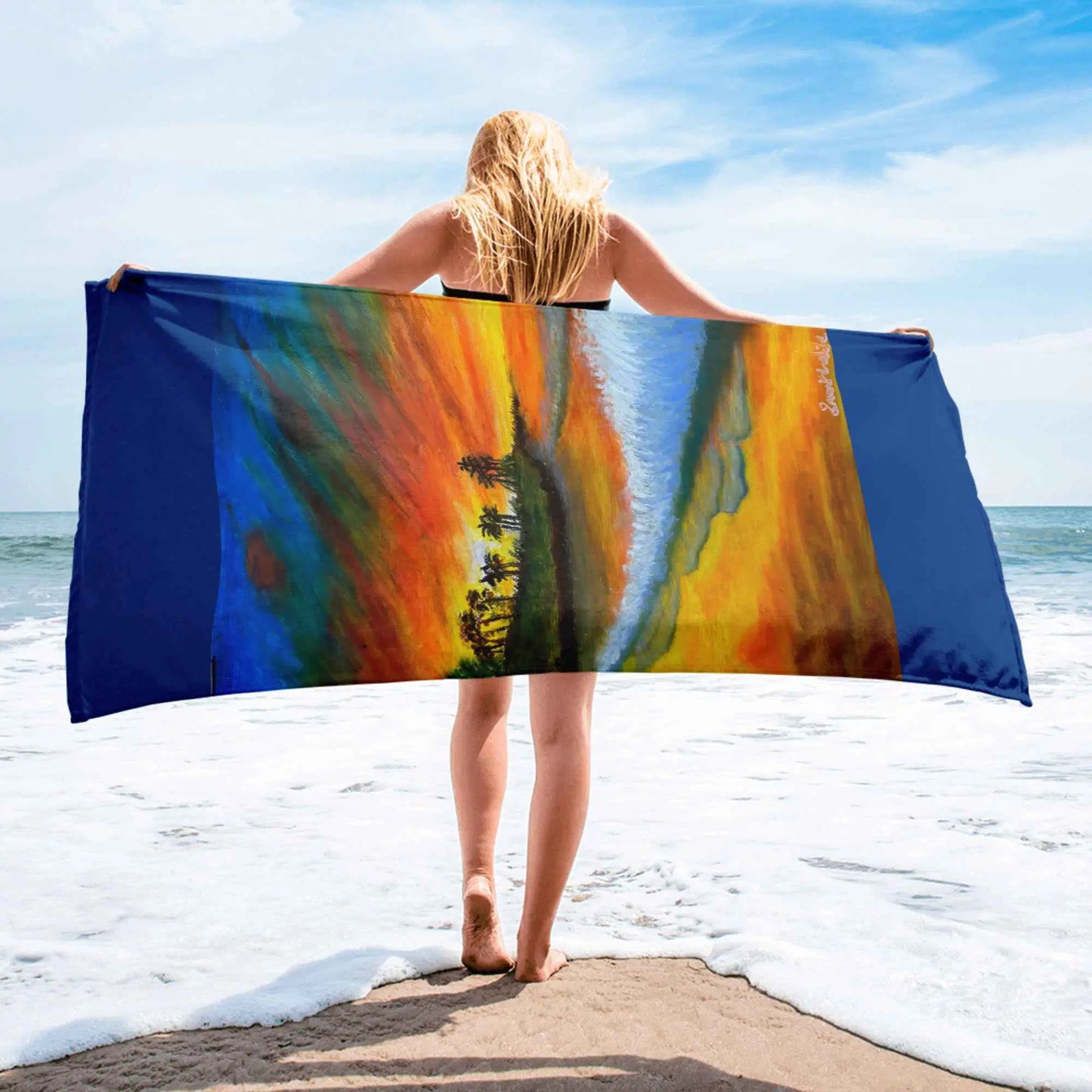 Towel - Day Blazed - Tropical Sunset Palm Tree Art