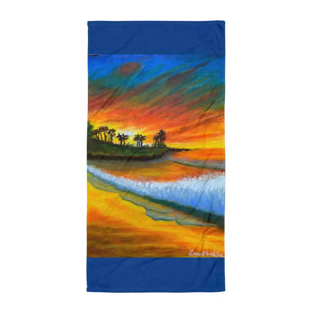 Towel - Day Blazed - Tropical Sunset Palm Tree Art