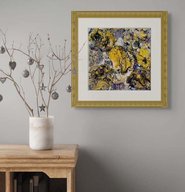 Unbridled Horse – Framed Original Gold Abstract Horse Painting