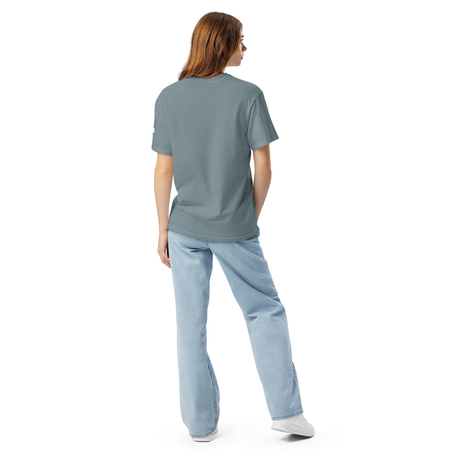 Graphic sweatshirt printed with storm‑blue acrylic pour from ‘Thunder’