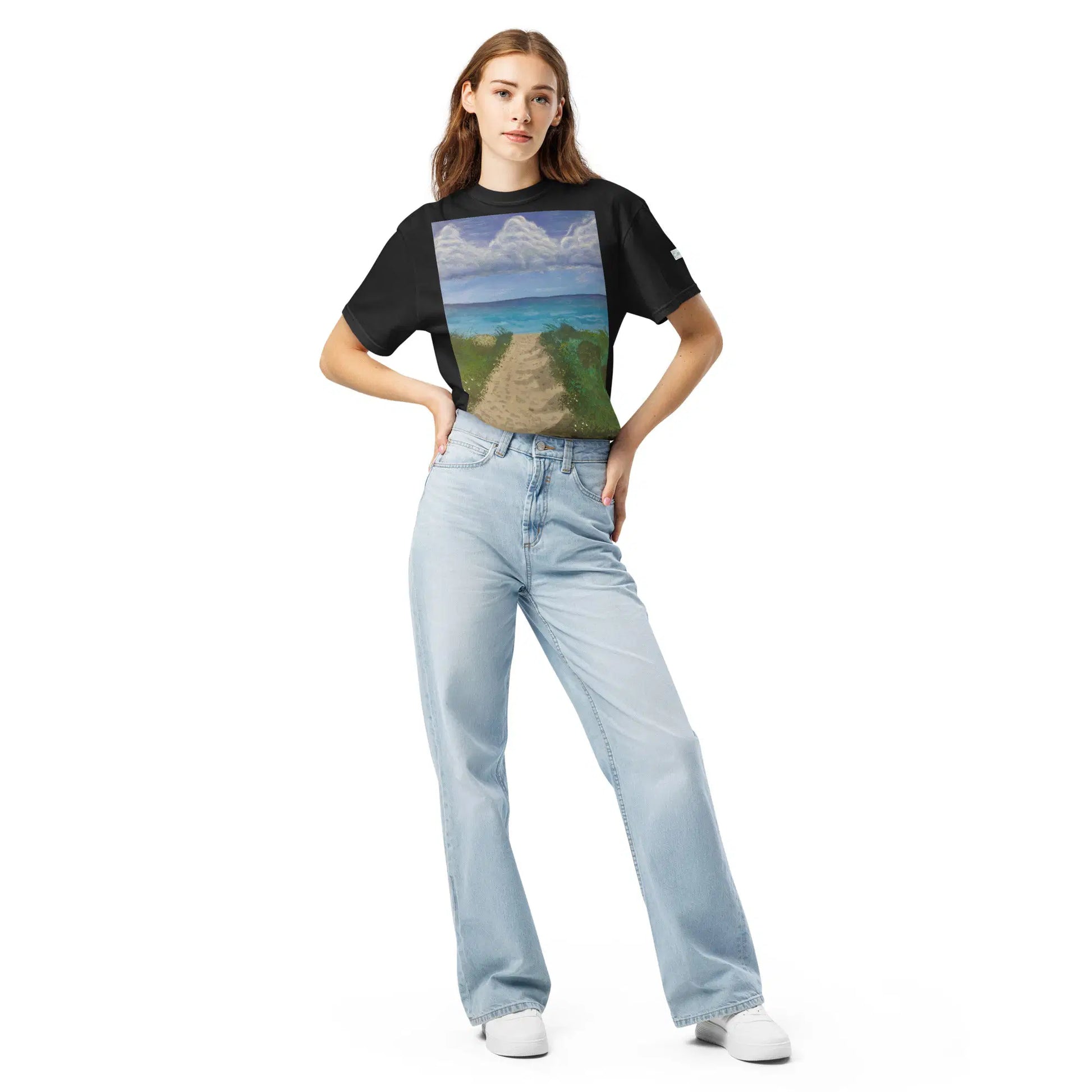 Unisex T-Shirt - Edge of Calm - Coastal Pathway Scene - Eman's Gallery