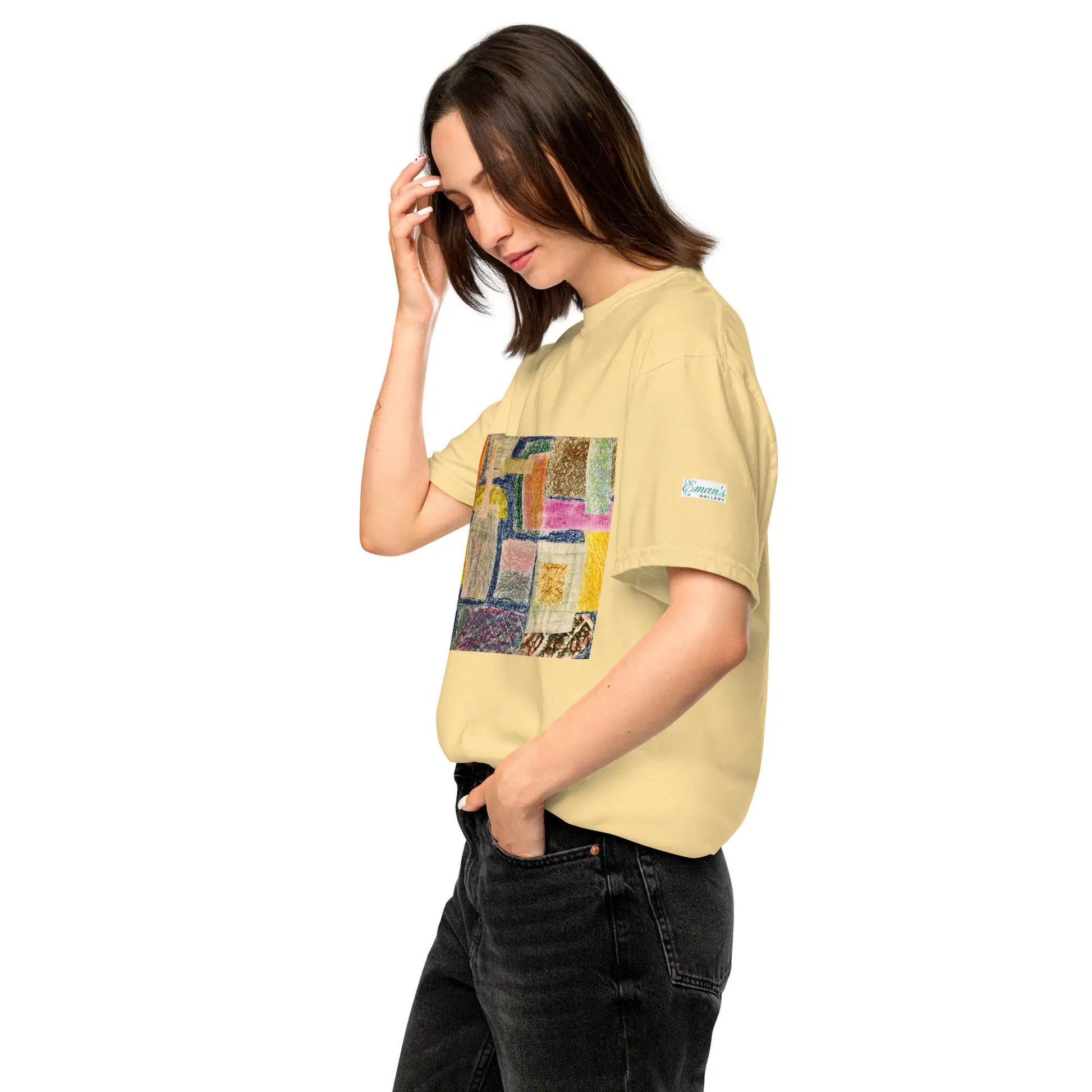 Unisex T-Shirt - The Hearth Quilt - Folk Abstract Patchwork - Eman's Gallery