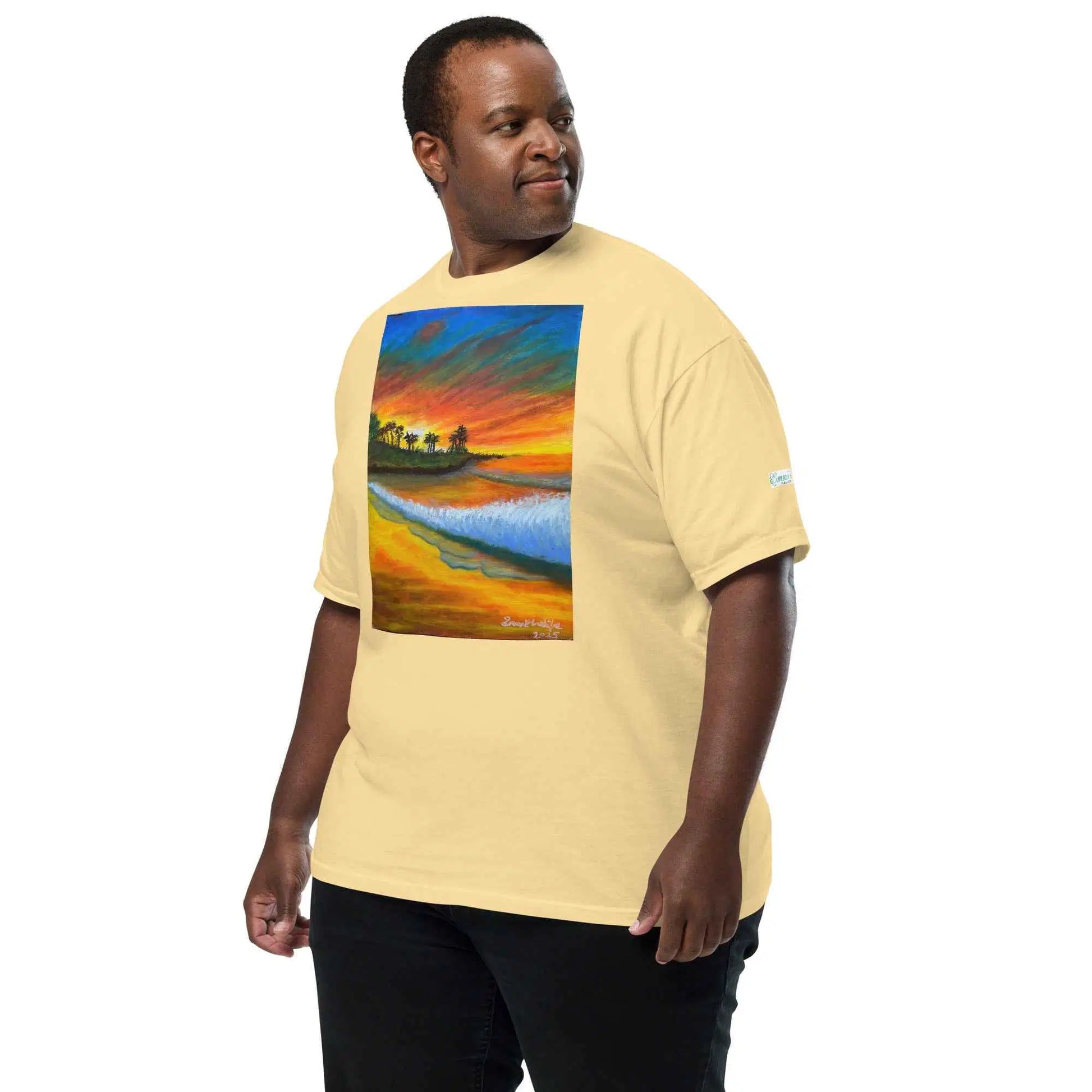 Unisex T-Shirt - Day Blazed - Tropical Sunset Palm Tree Art