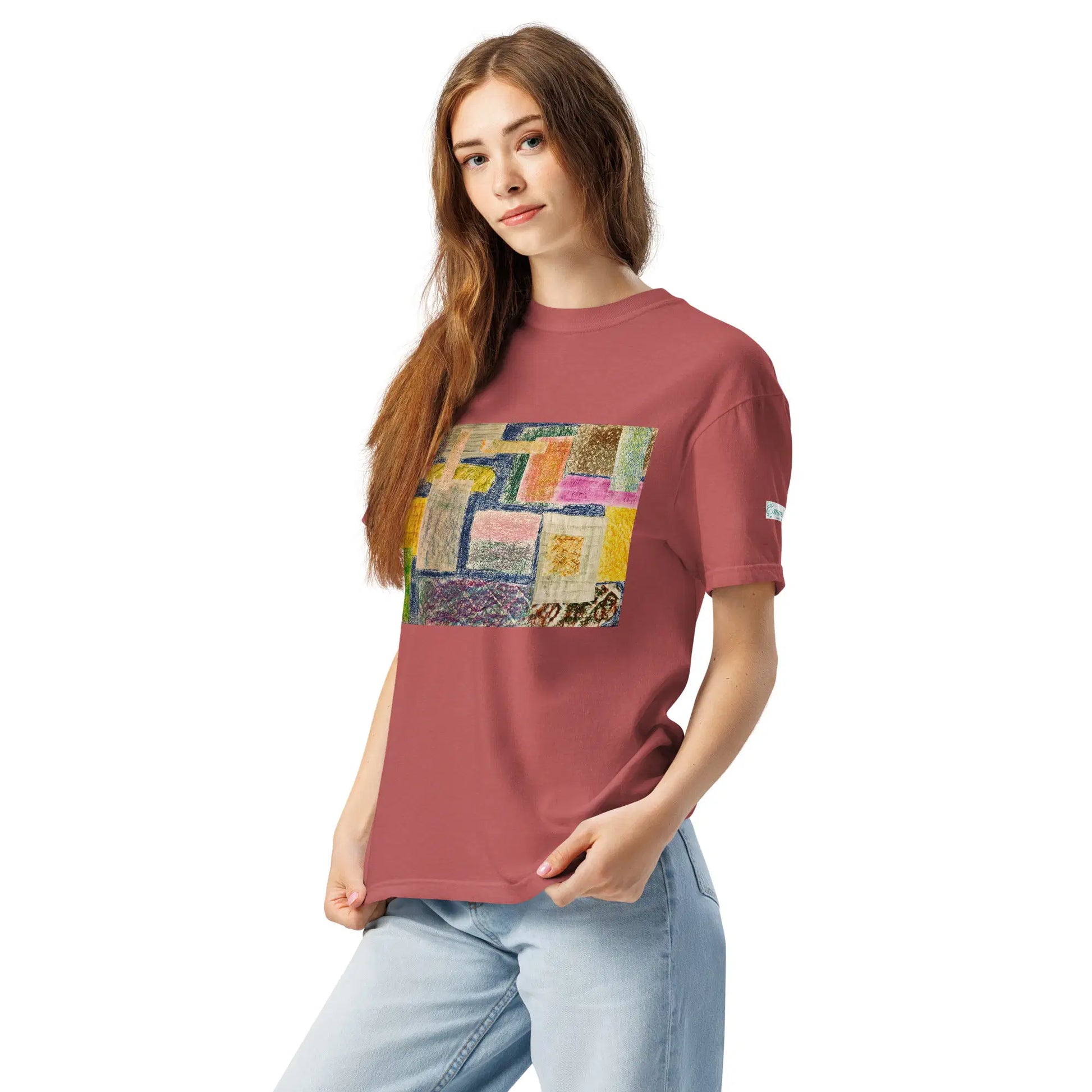 Unisex T-Shirt - The Hearth Quilt - Folk Abstract Patchwork - Eman's Gallery