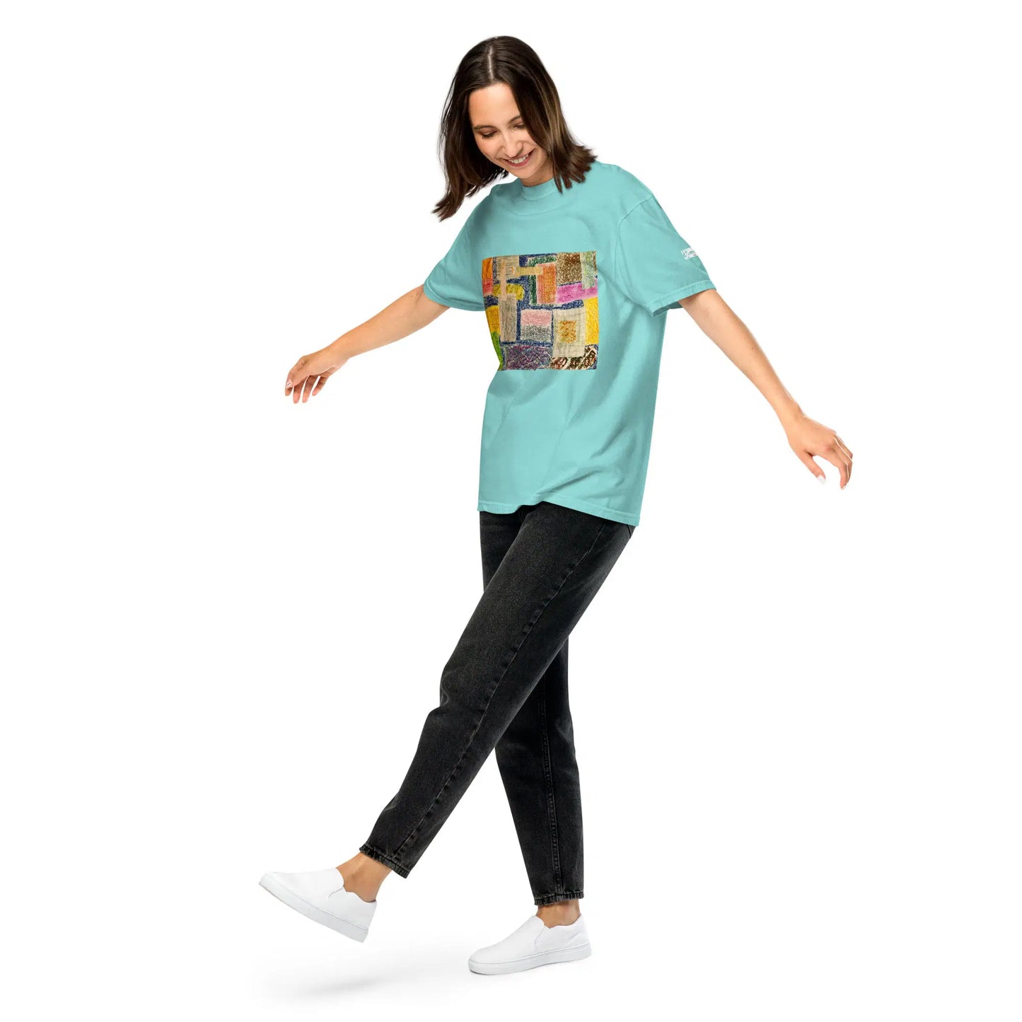 Unisex T-Shirt - The Hearth Quilt - Folk Abstract Patchwork - Eman's Gallery