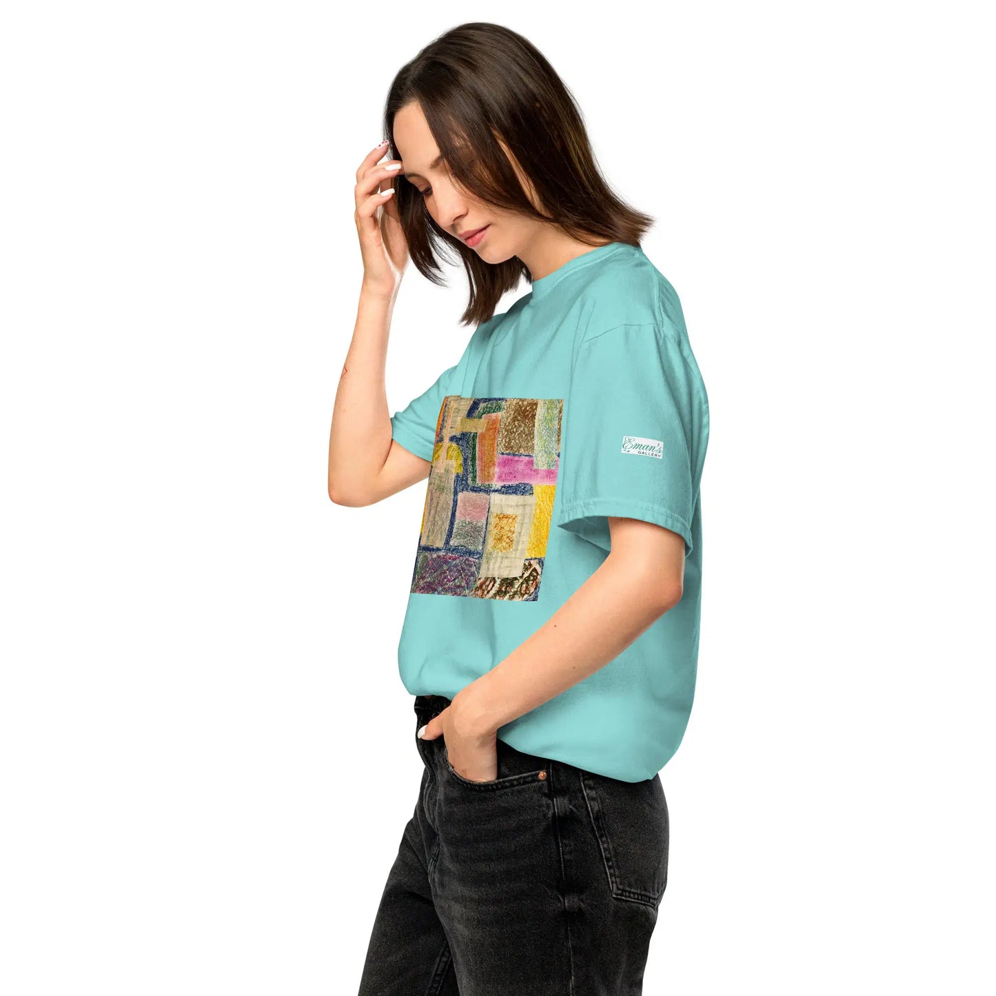 Unisex T-Shirt - The Hearth Quilt - Folk Abstract Patchwork - Eman's Gallery